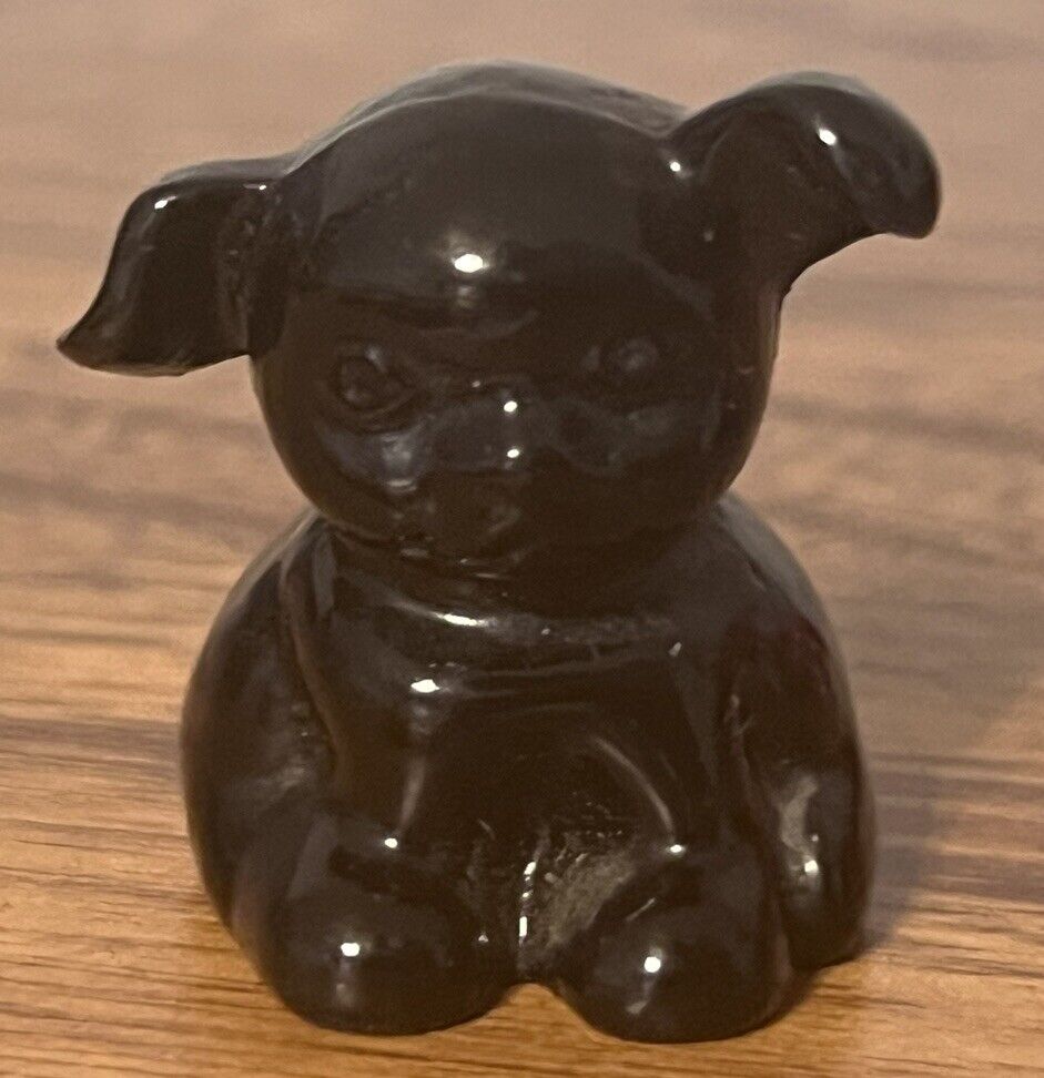 Vintage Miniature Hubly Hines Griswold Cast Iron Black Painted Puppy Dog 1.5”