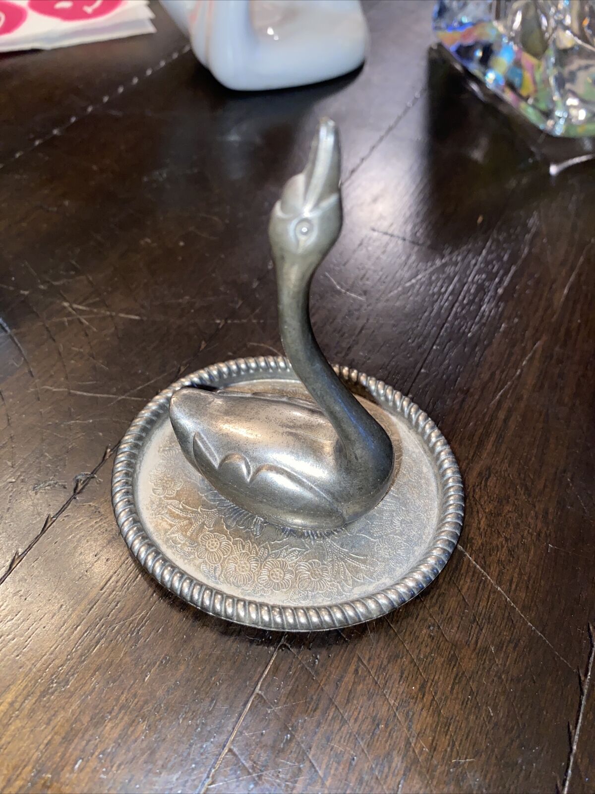 Silver Plated Goose Geese Metal Ring Holder Figurine Statue Sculpture 4\