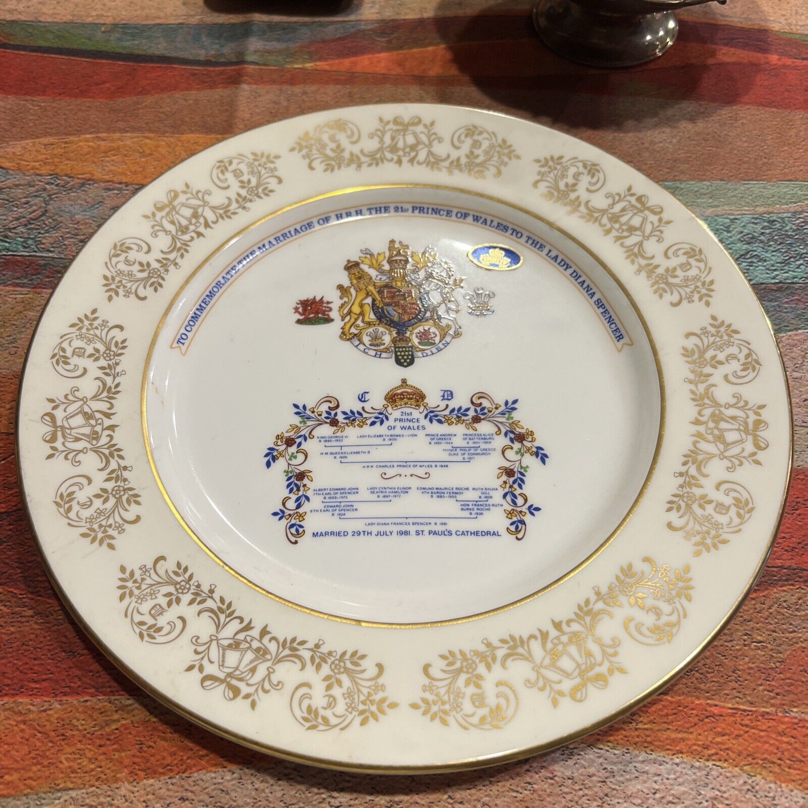 Aynsley Prince Charles Lady Diana 1981 Wedding Commemorative Dinner Plate