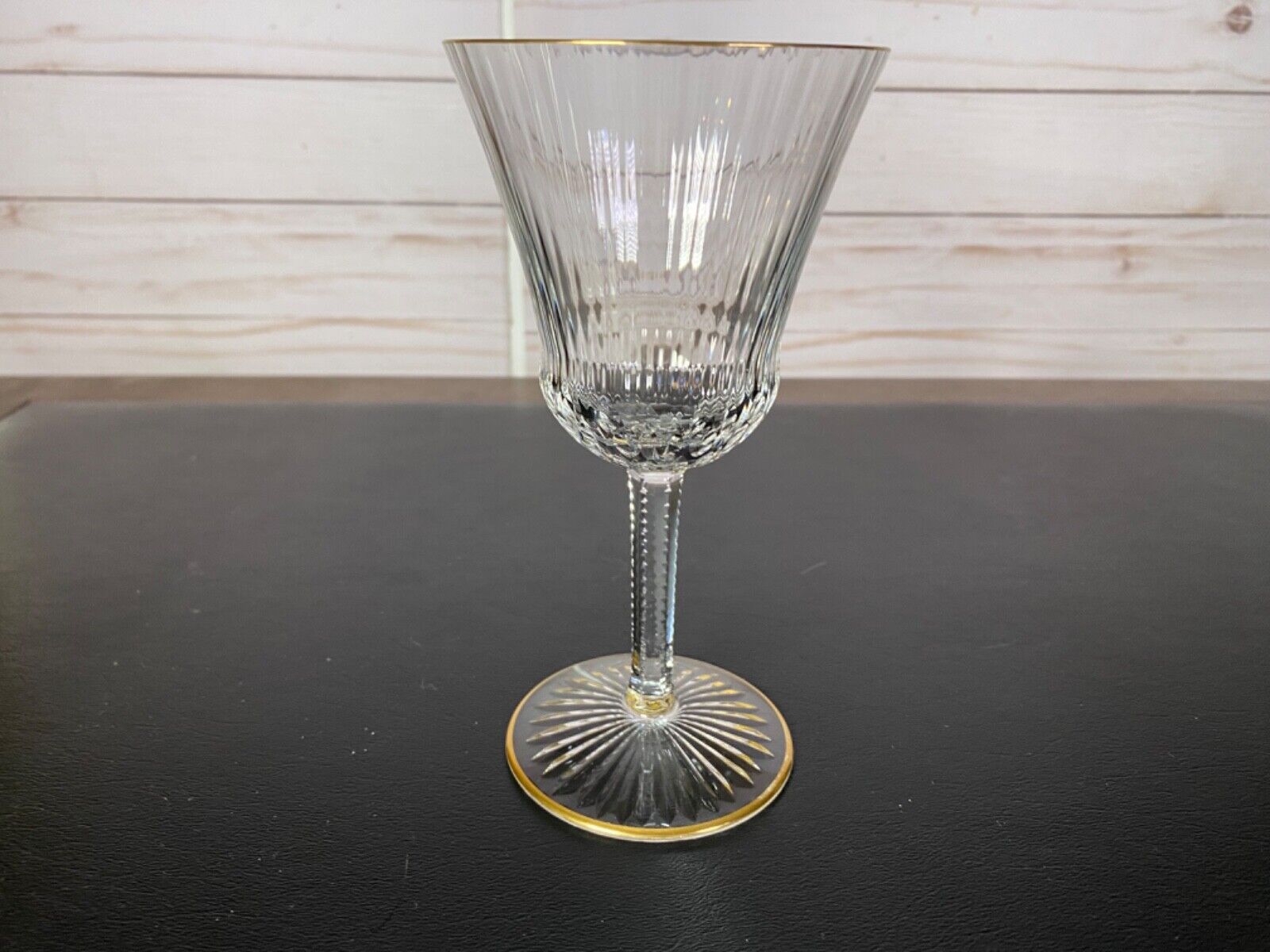 St Saint Louis Crystal Burgundy Red Wine Glass Apollo Gold 6.5” High