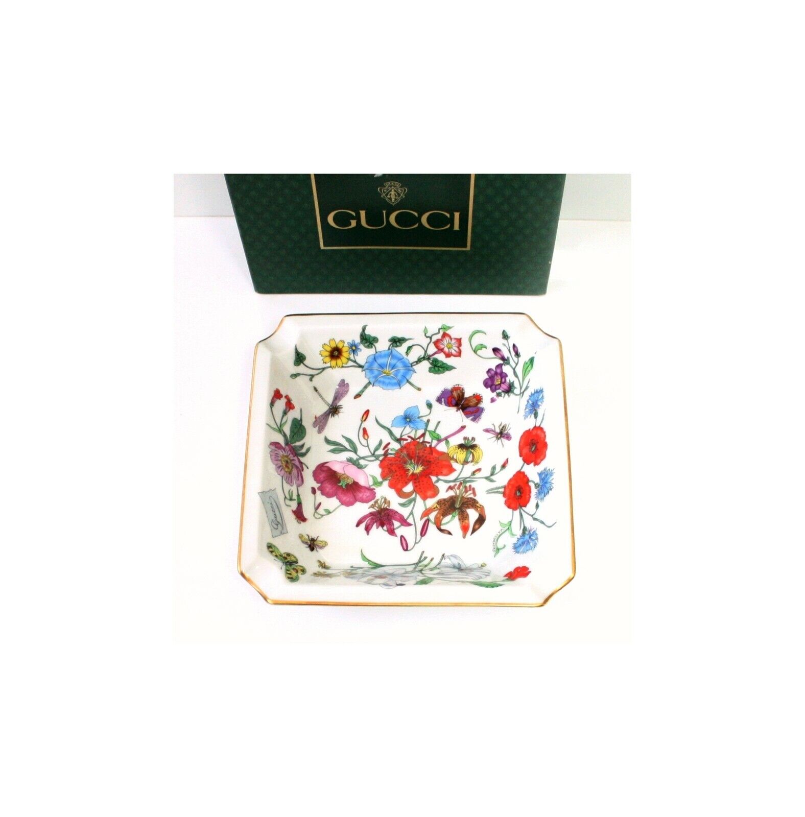 Auth GUCCI ceramic floral plate,Rare,BERNARDAUD LIMOGES. Accornero,Vintage