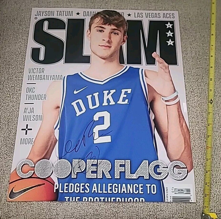 COOPER FLAGG SIGNED 16x20 POSTER DUKE SLAM MAG PSA/DNA AUTHENTICATED RARE BEAUTY