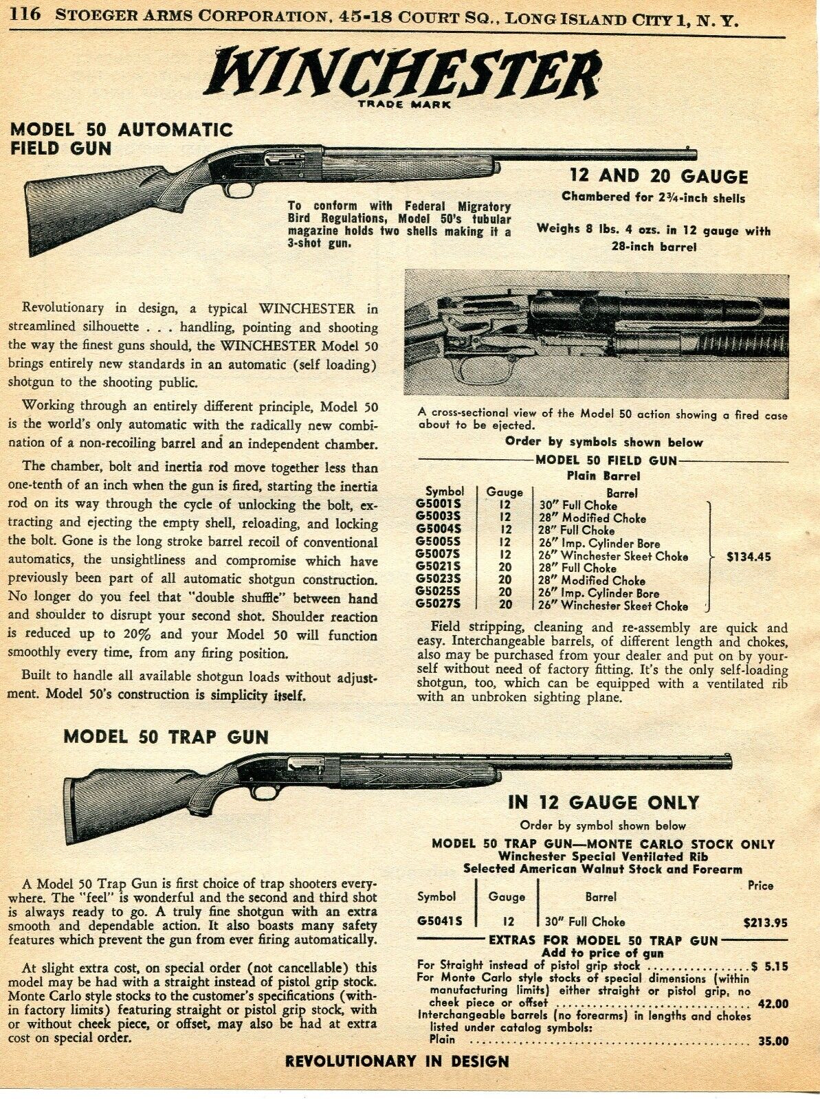 1959 Print Ad of Winchester Model 50 Trap & Field Gun Shotgun