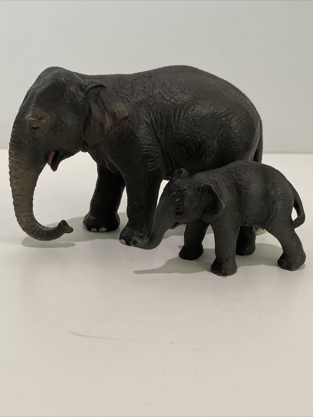 Retired 2004 Schleich Asian Elephant Mom And Baby Figures  Educational Toy