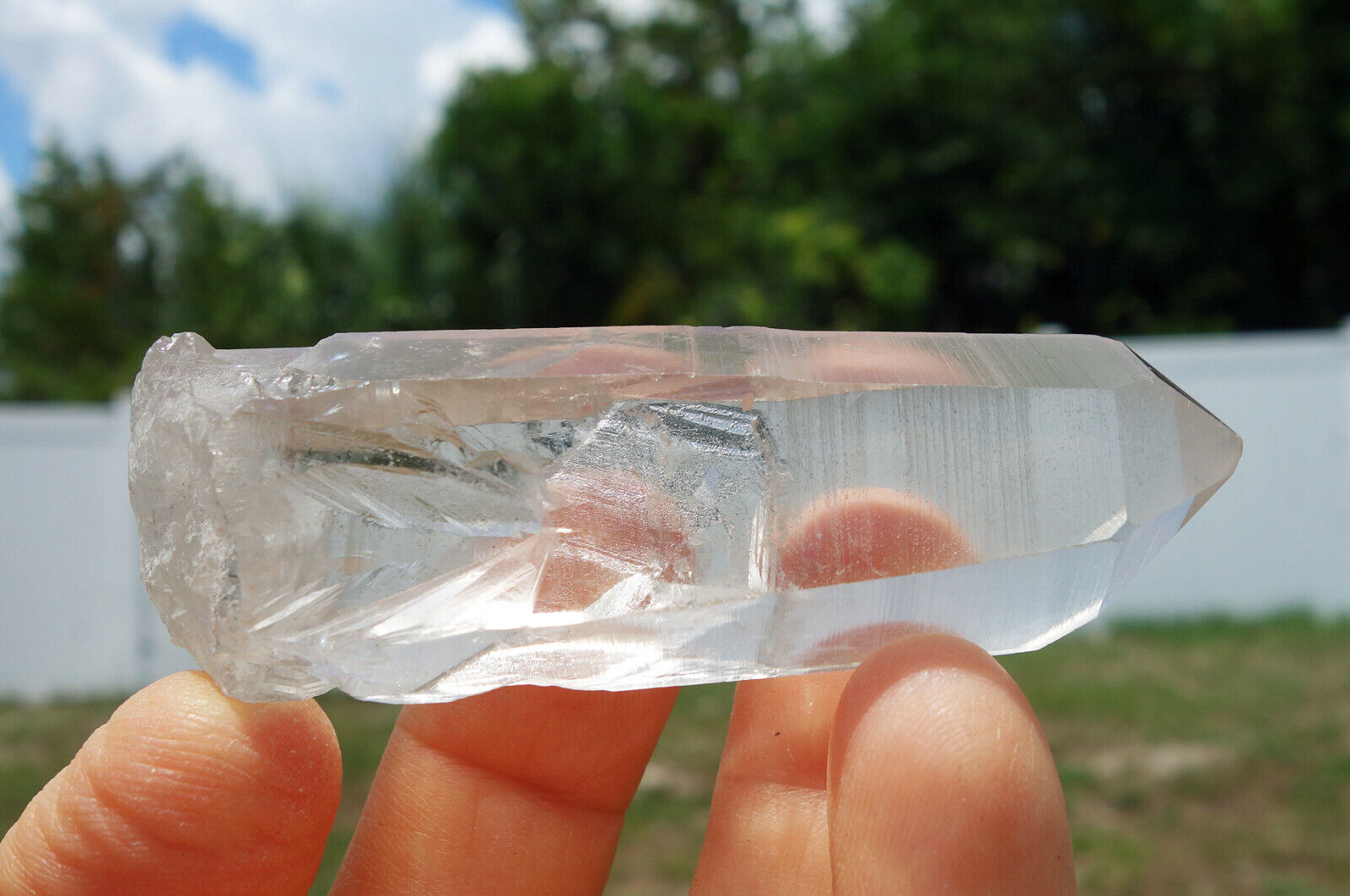 Bright & Clear LEMURIAN Quartz Crystal Point w Large Indented Keys For Sale LM25