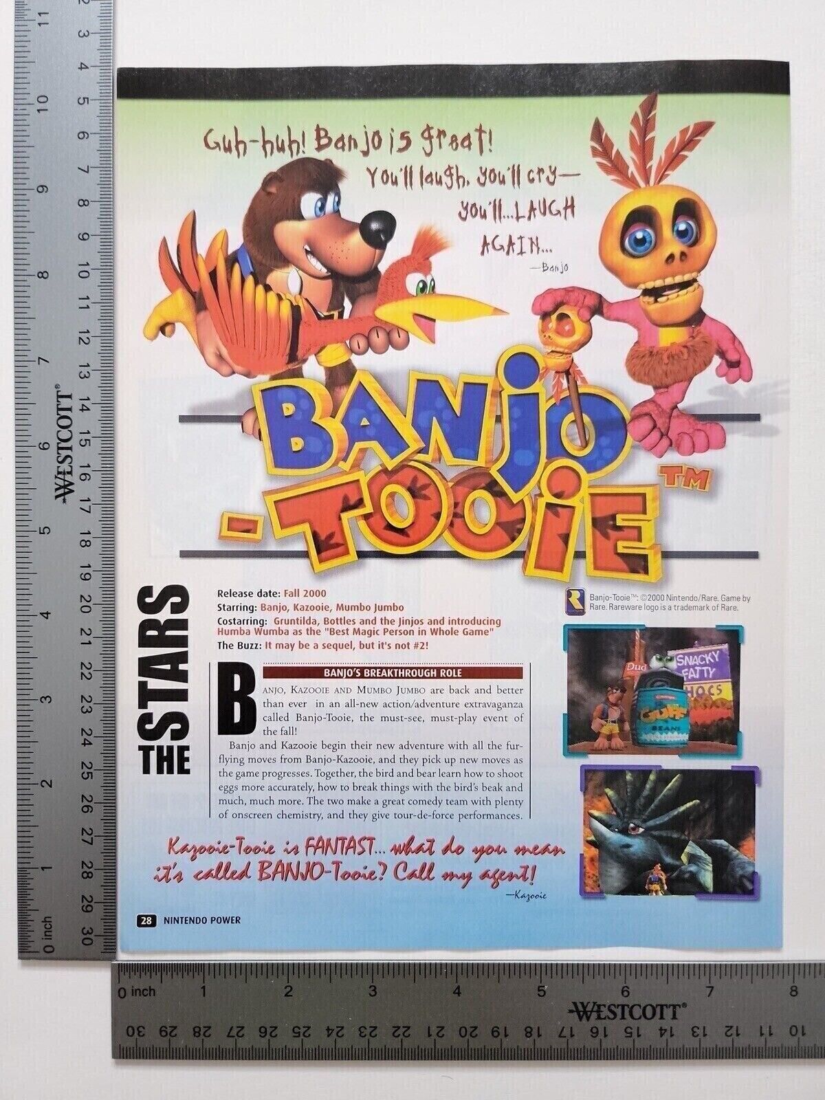 Banjo Tooie n64 Advertisement Vintage Original Print Ad / Poster Game Gift Art