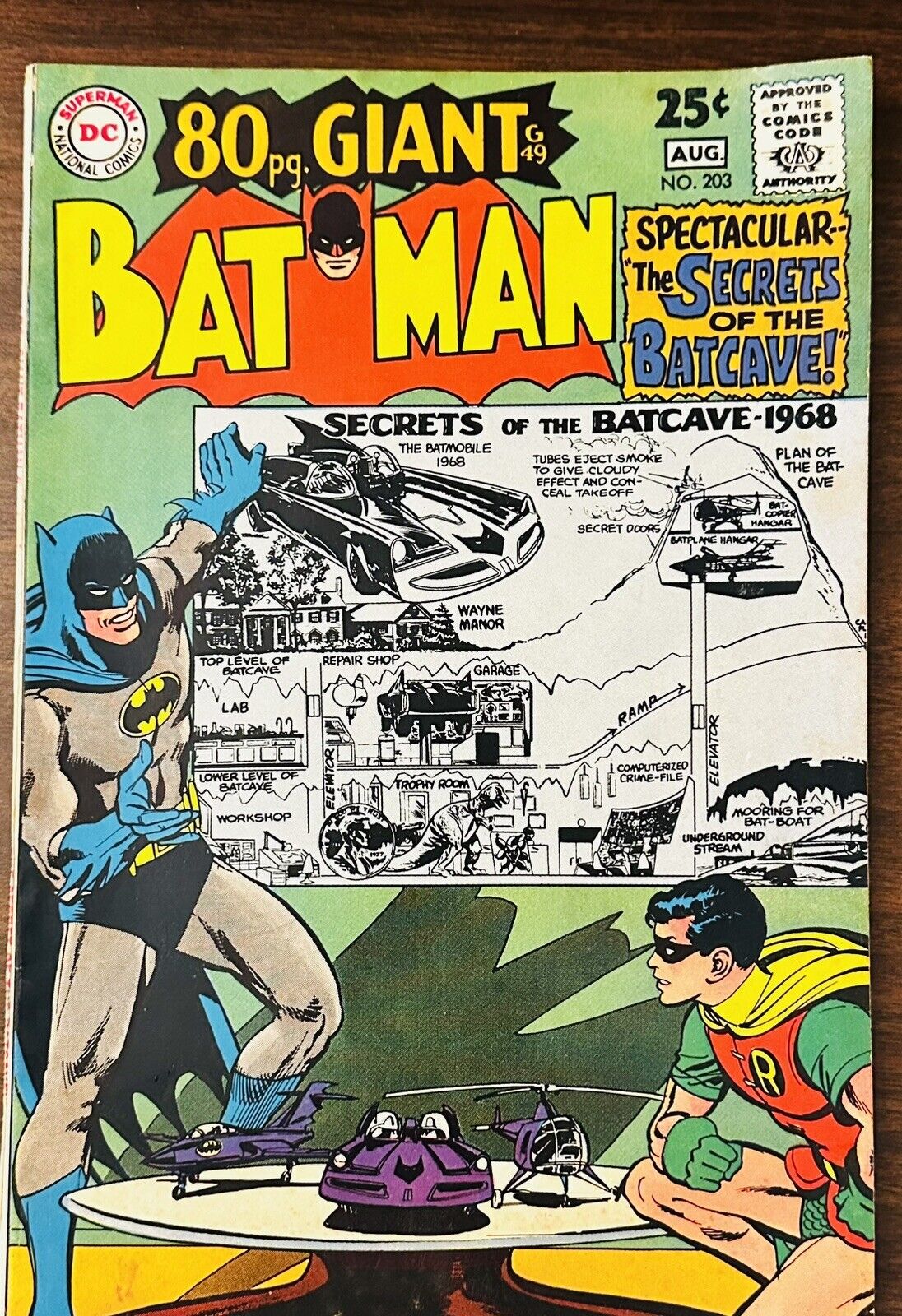BATMAN #203 80 PAGE GIANT 7.0 1968 Secrets Of The Bat Cave Neal Adam’s Cover