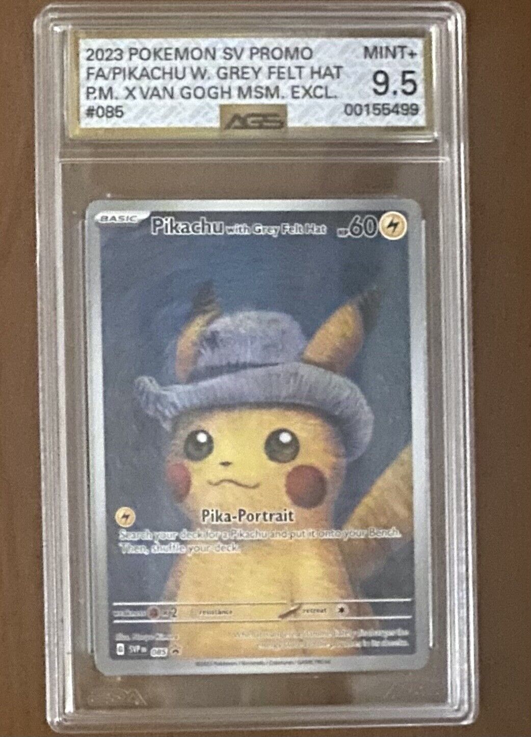 2023 Pokemon x Van Gogh Promo #085 Pikachu With Grey Felt Hat AGS 9.5 Mint+