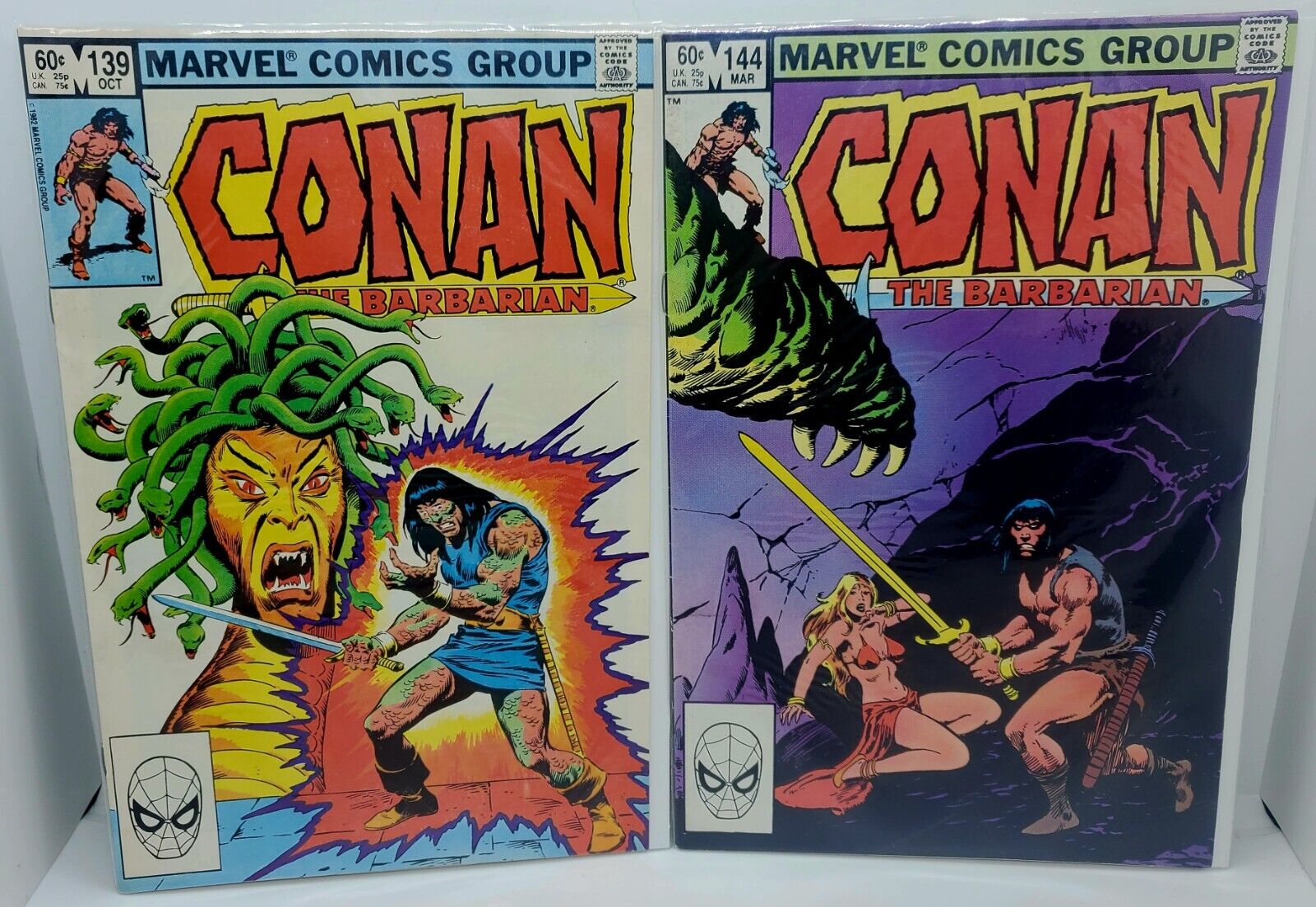 Vintage LOT of 2 Conan the Barbarian #139 & #144 (Marvel, 1974) 1st Print 🔥