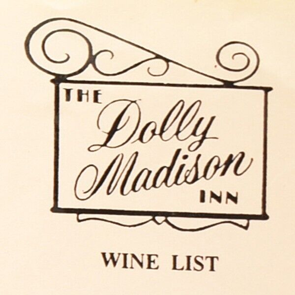 1991 The Dolly Madison Inn Restaurant Menu 73 West Wharf Road Connecticut