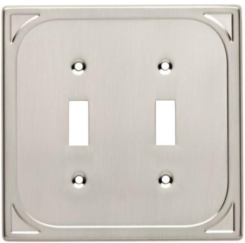 (5 Pack) Cambray Double Switch Wall Plate - Satin Nickel (144406) (W24567-SN-U)