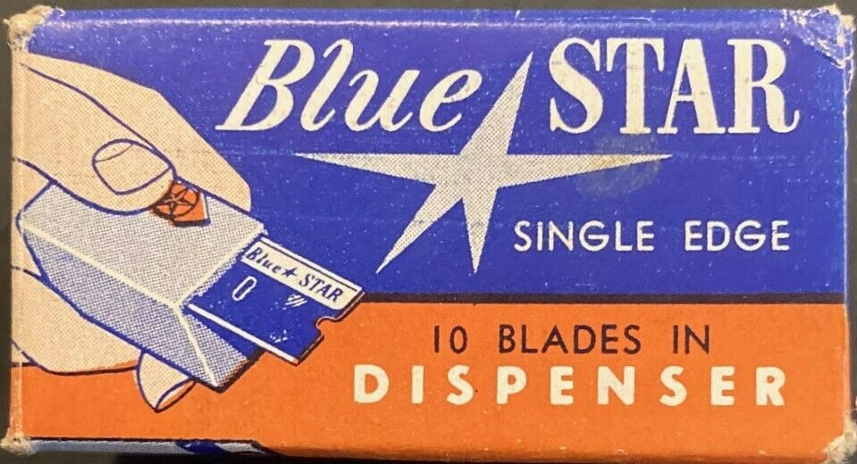 1950s Full Box Blue Star Razor Blades Original Box-Brooklyn, N.Y.