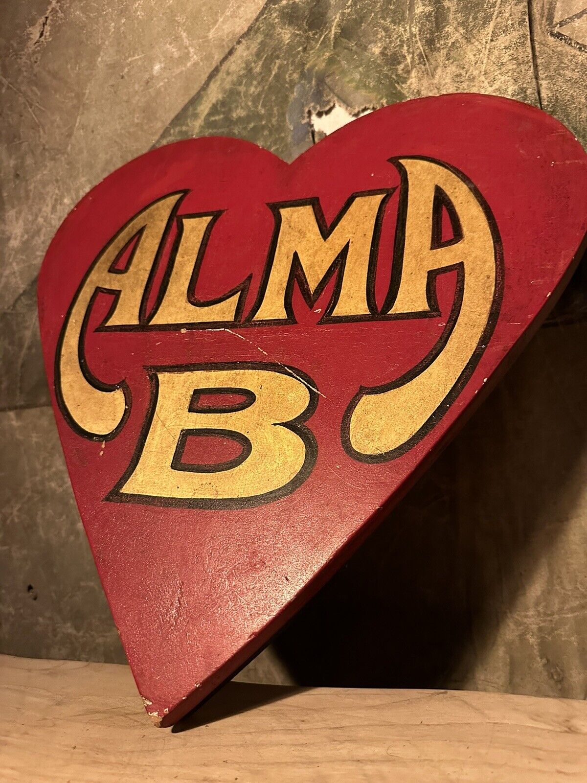 1800s Heart Shaped Alma B Race Horse wood  Love Folk Art Heart Stall Rodeo