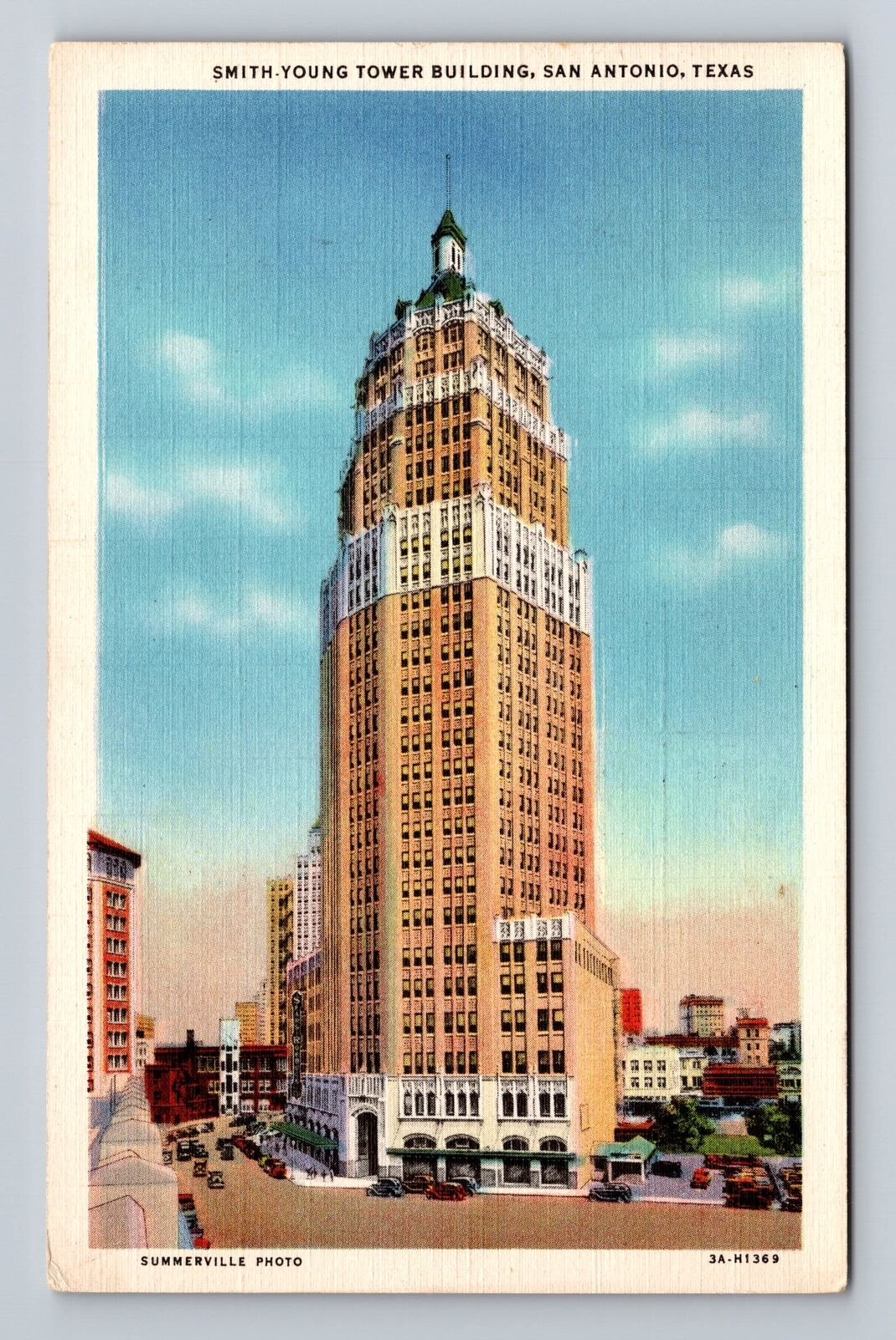 San Antonio TX-Texas, Smith Young Tower Building, Antique Vintage c1936 Postcard