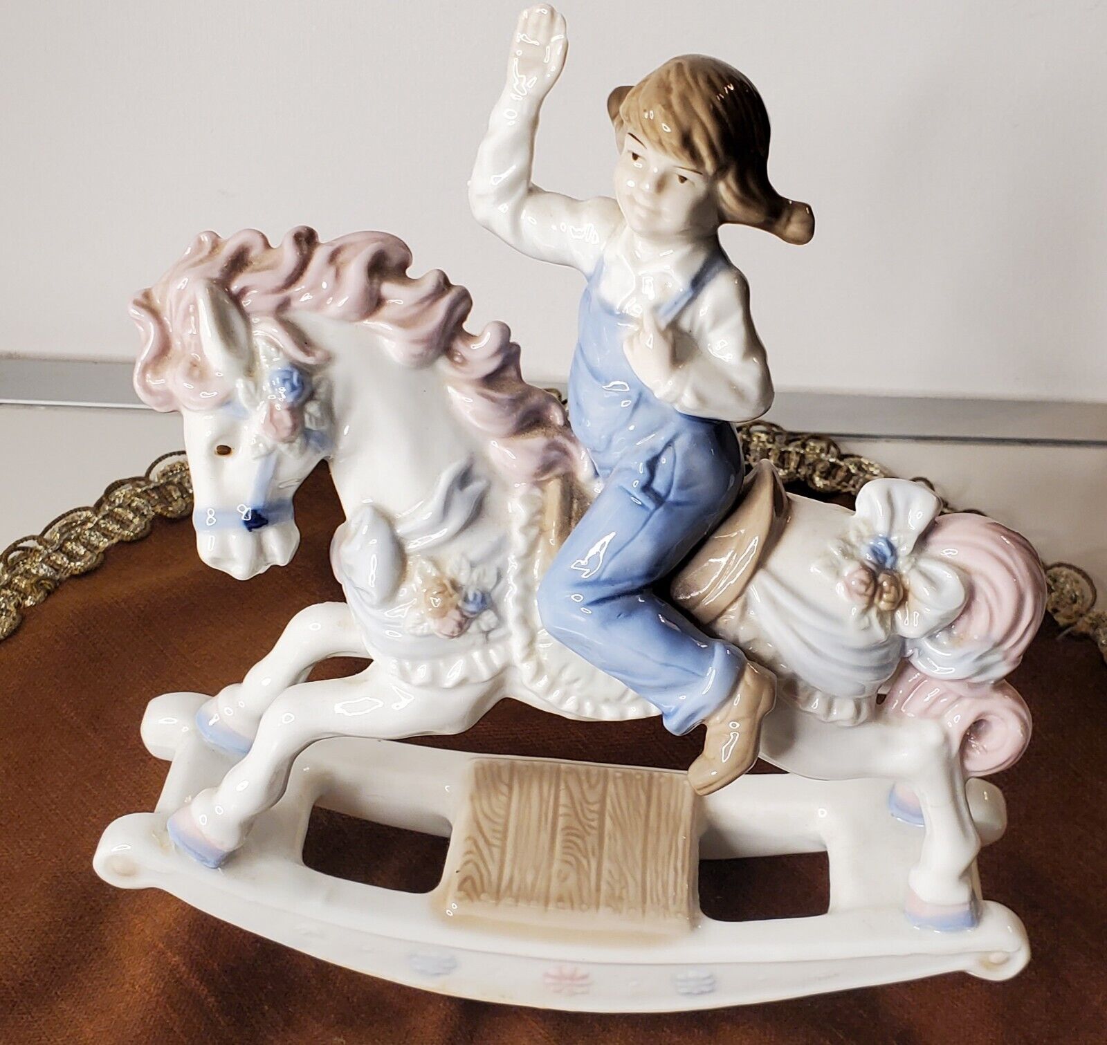 1991 Paul Sebastian Girl Riding Rocking Horse Figurine