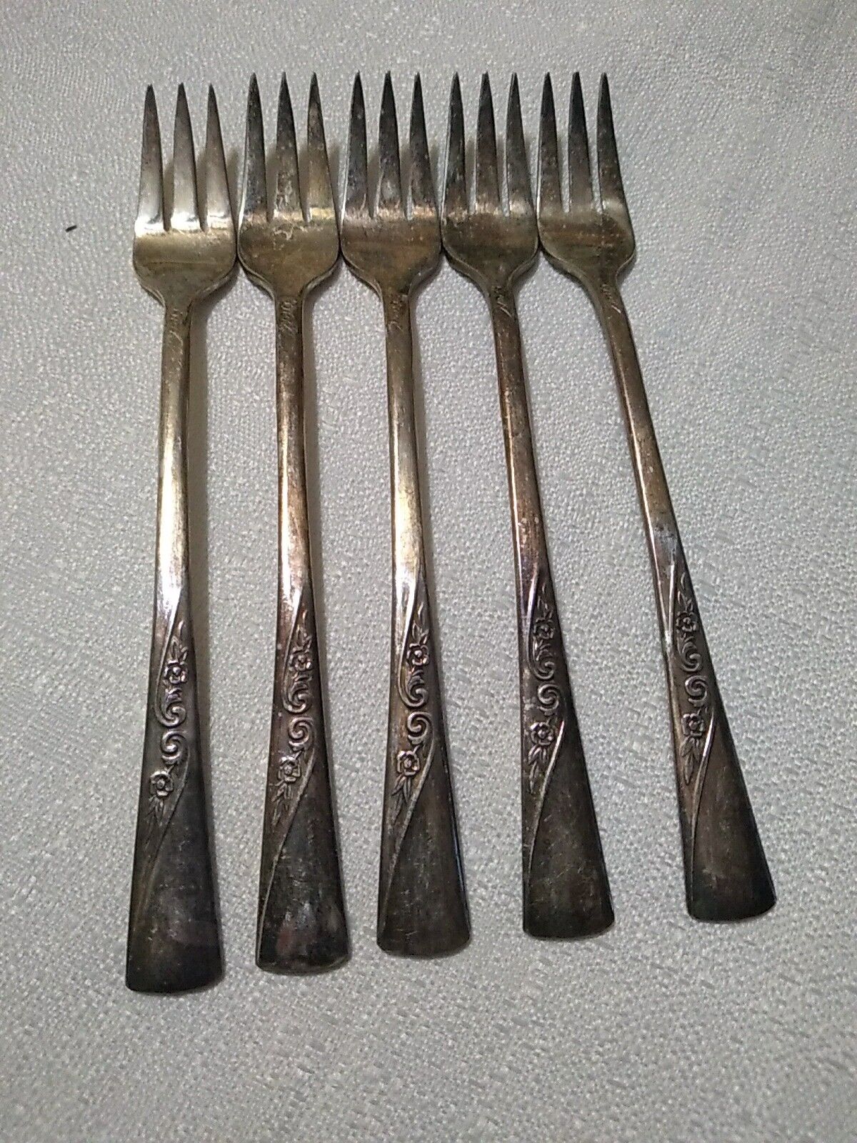 Revelation Silver Plate Cocktail Seafood Forks Lot Of 5 Silverware 