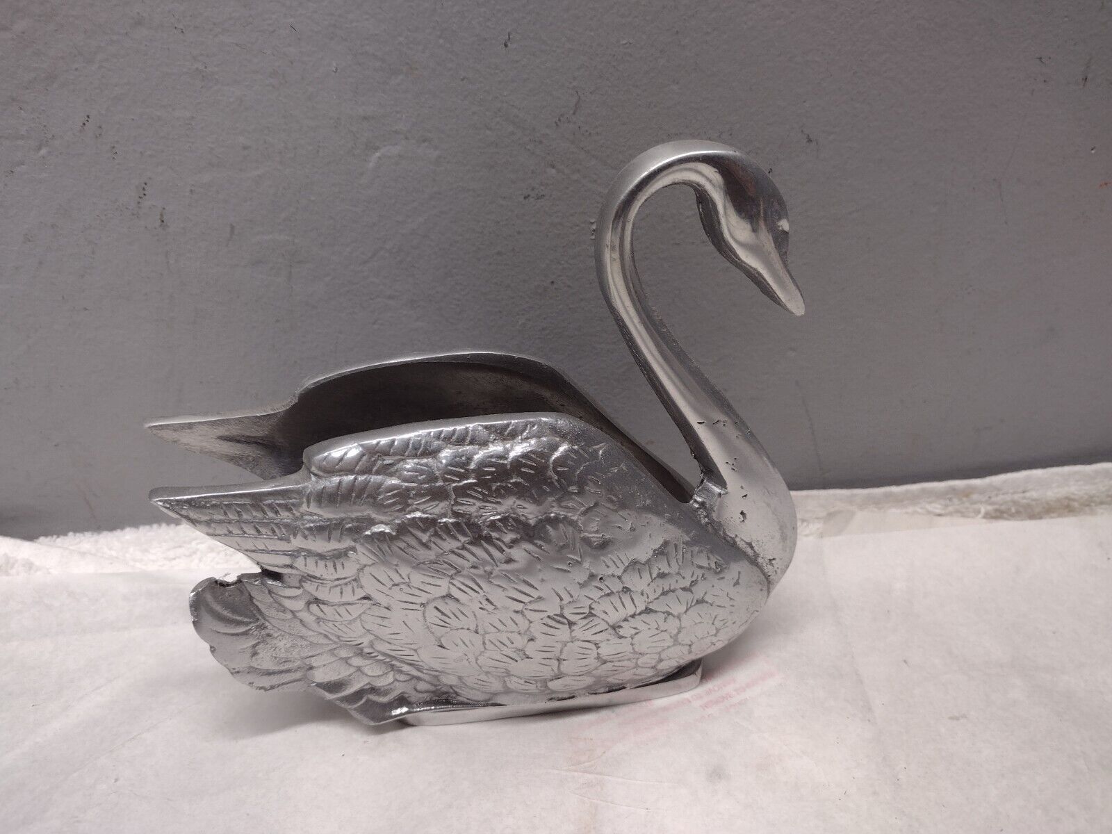 vintage aluminum Swan napkin holder Metal Swan Decor 