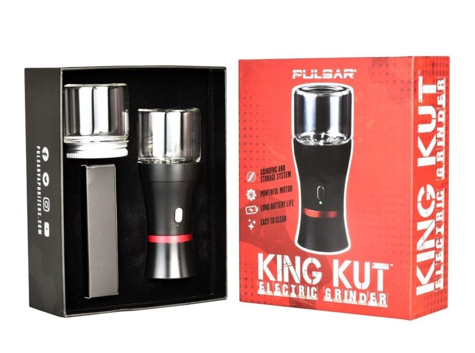 PULSAR KING CUT Electric Herb Grinder / Cordless/ USB /Two Jars/ 1 lid/ Brush
