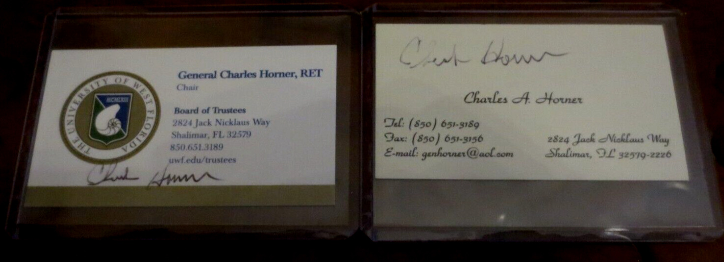 2-Gen Charles Horner signed autographed business cards Desert Storm & Shield