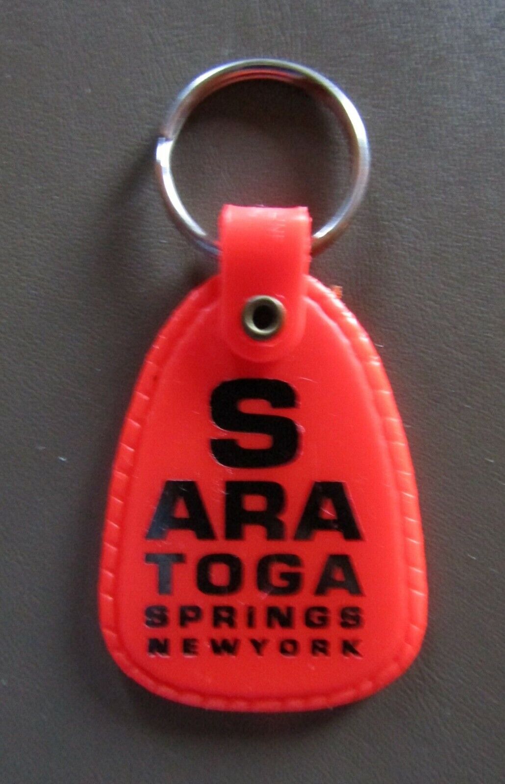 Saratoga Springs NY Orange Plastic Keychain