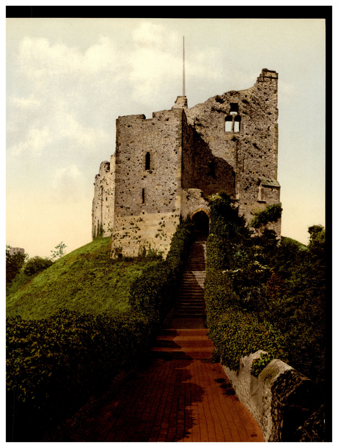Arundel. Castle. The Keep. Vintage photochrome by P.Z, photochrome Zurich photoc
