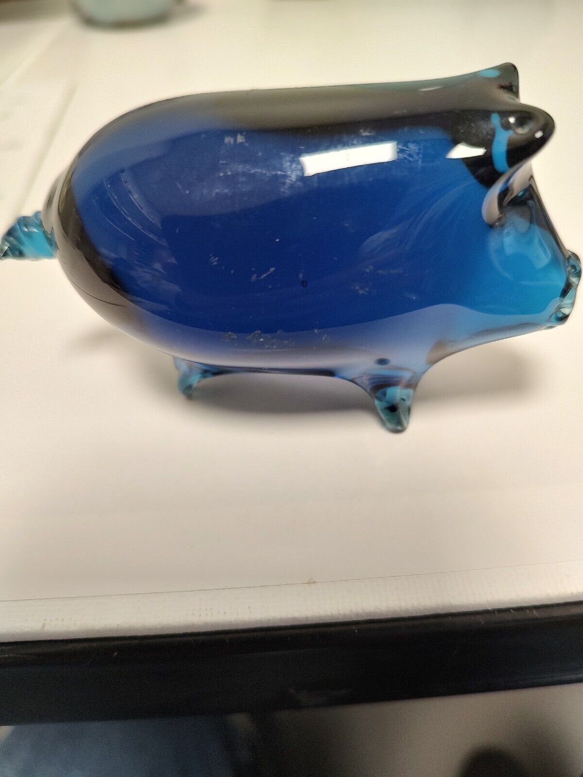 cobalt blue glass pig 