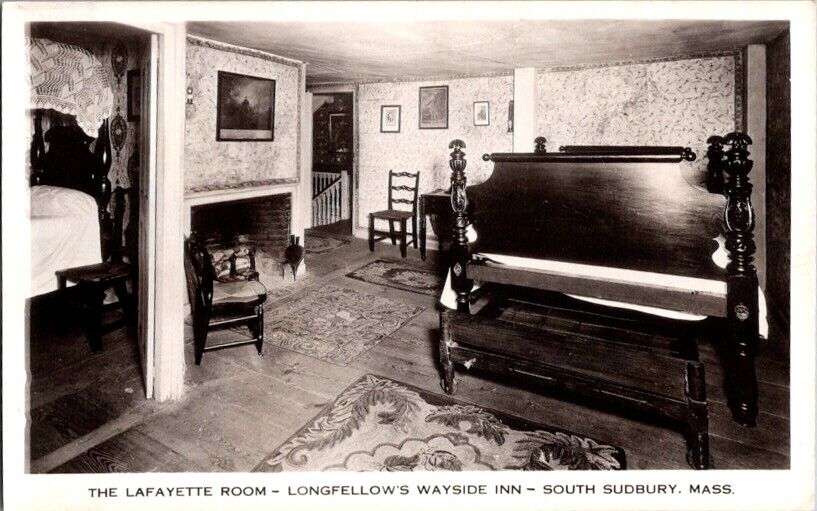 Postcard The Lafayette Room Longfellow's Wayside Inn Sudbury Massachusetts  M631
