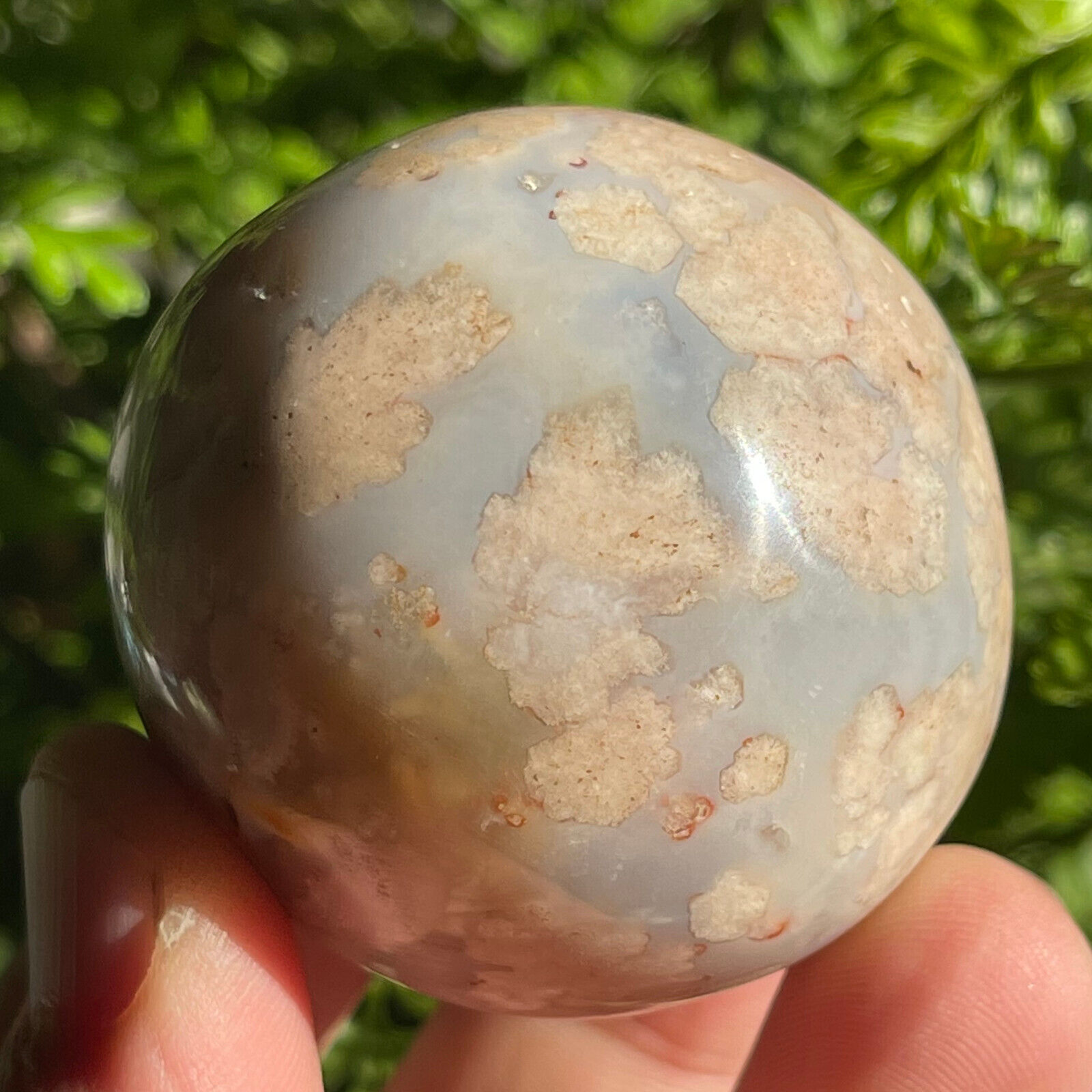 TOP 150G Natural Cherry blossom agate  Sphere ball crystal  Healing A494