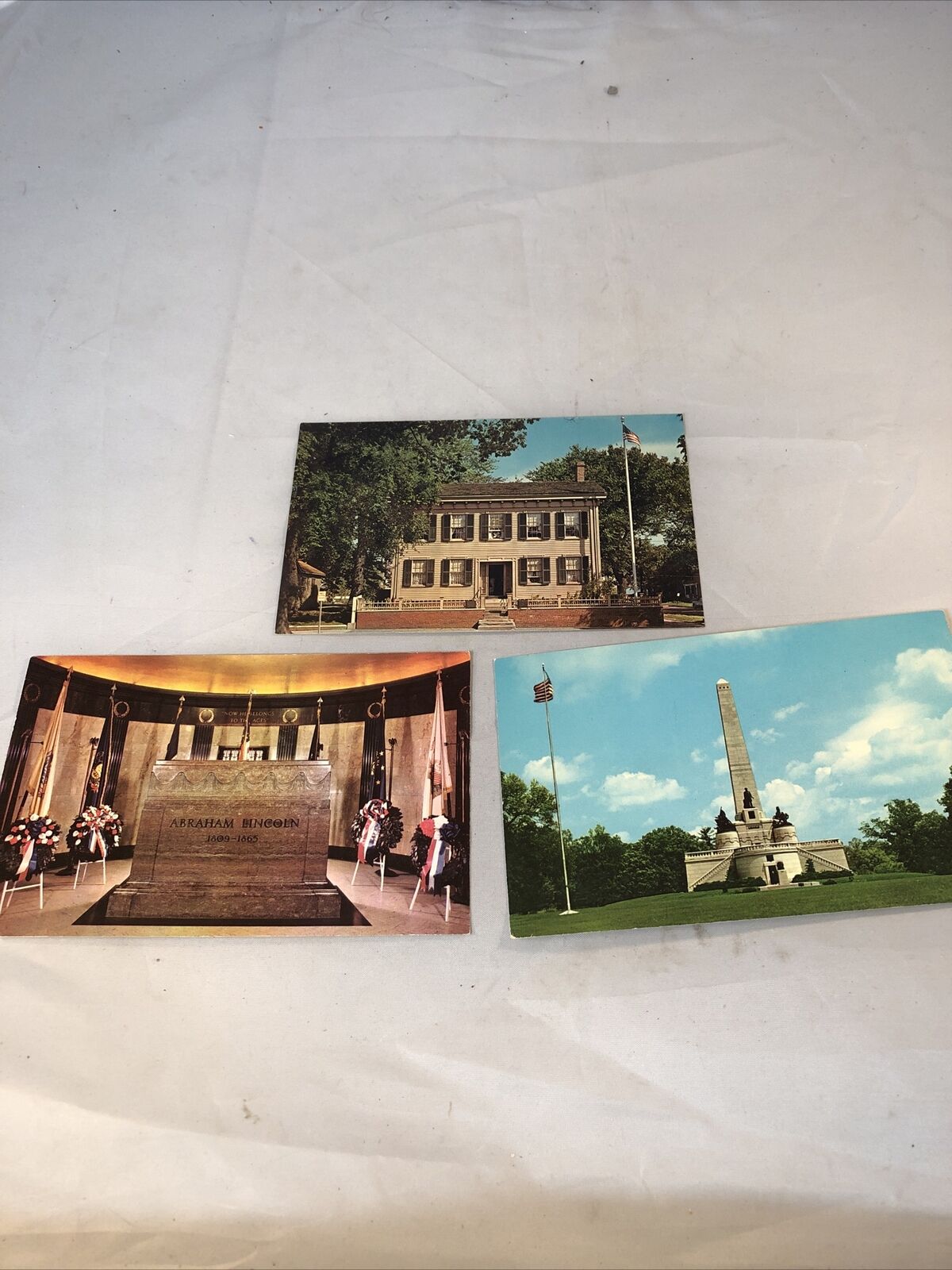 Lot Of 3 Vintage Abraham Lincoln Postcards Tomb The Home Of Lincoln Springfield 