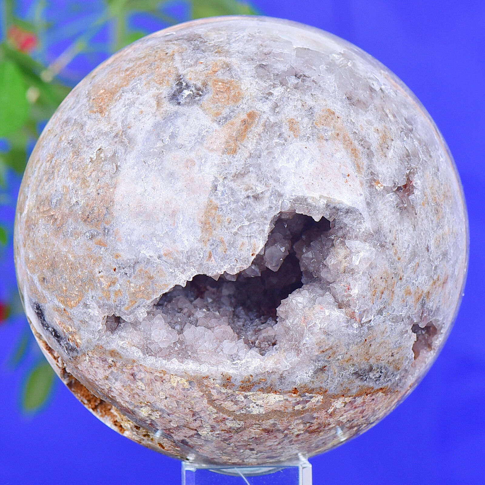 5.07LB Natural brown crystal geode sphere quartz Energy Ball Reiki Healing Gem