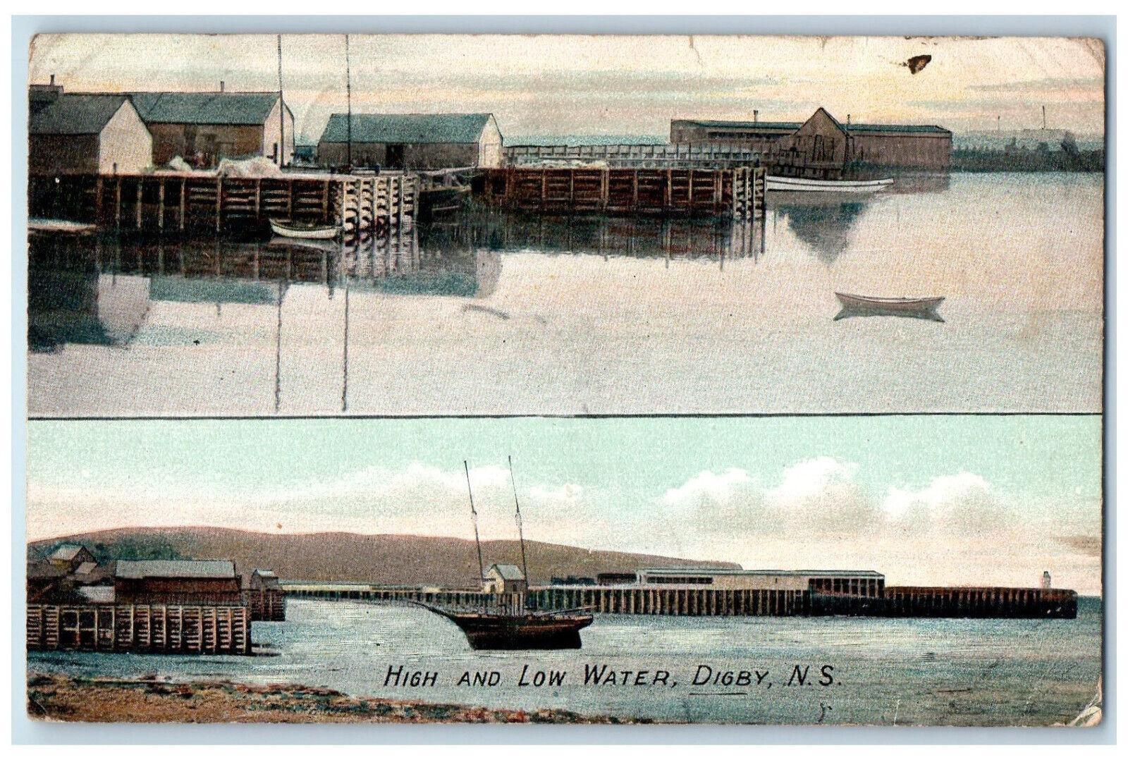 Digby Nova Scotia Canada Postcard High and Low Water Multiview 1907 Posted