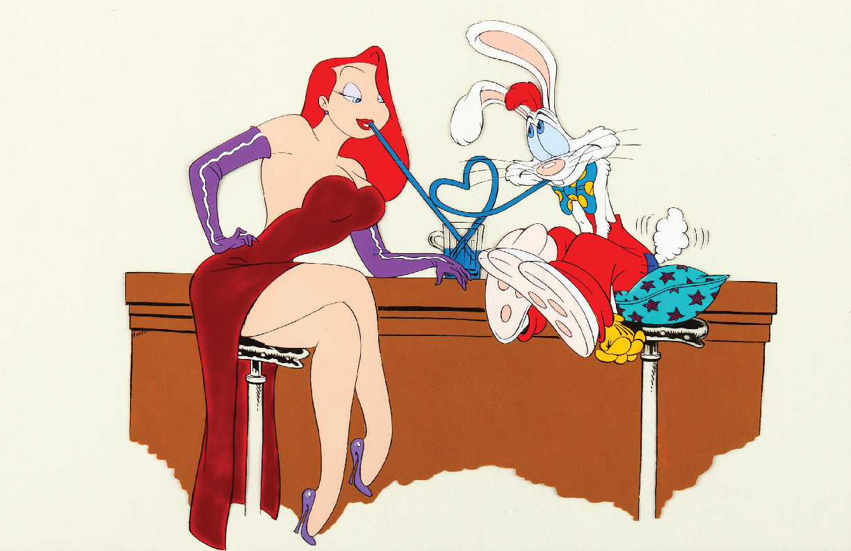 Who Framed Roger Rabbit Jessica Disney Cel Sharing a Shake Poster Print