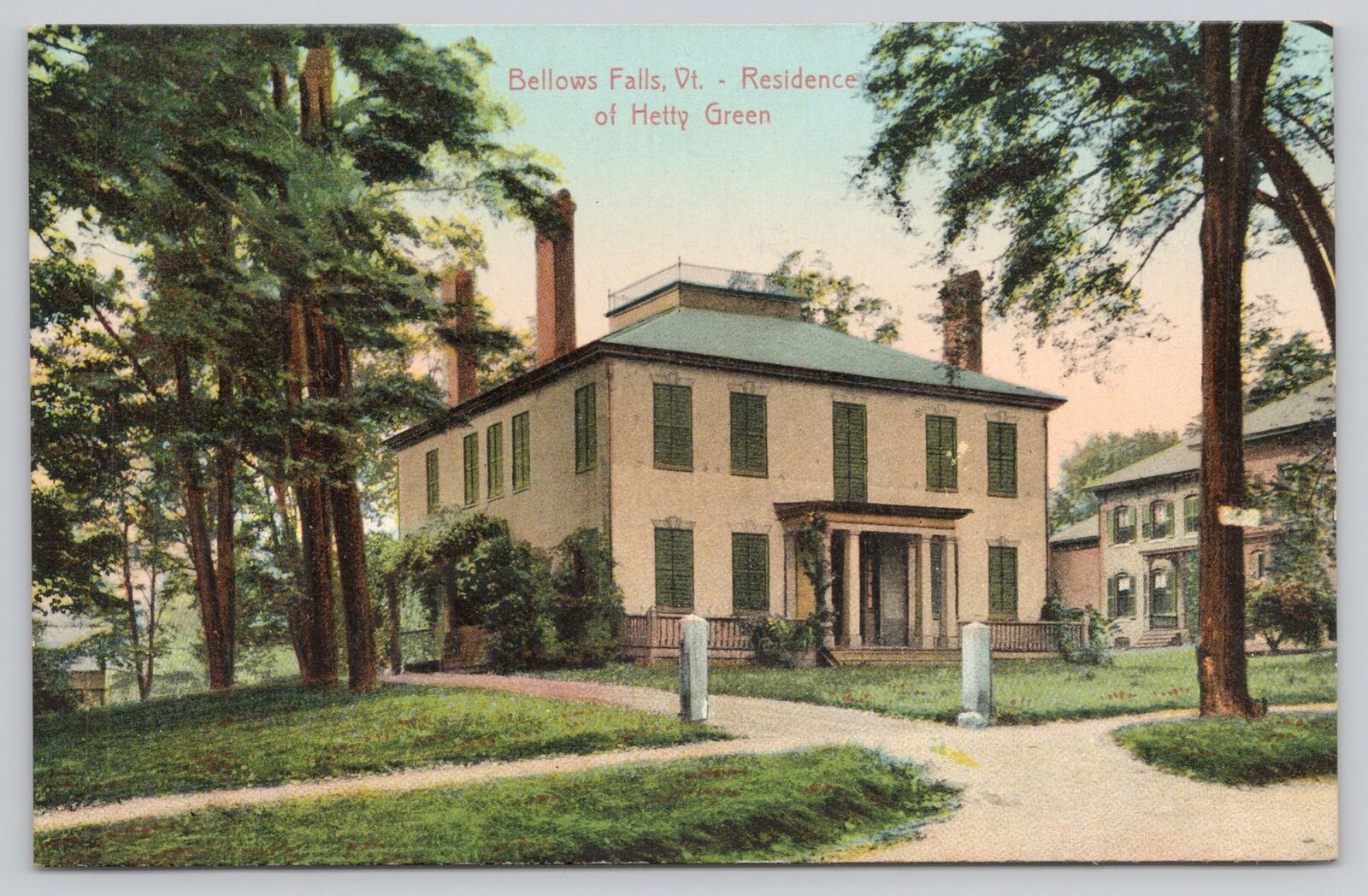 Postcard Bellows Falls Vermont Residence Hetty Green ca.1910