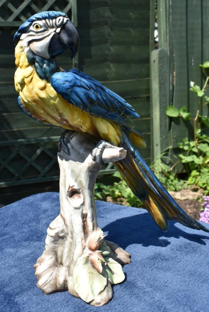 Superb Large 37cm Italian Tay Tagliariol Giuseppe Parrot Macaw Ceramic Statue
