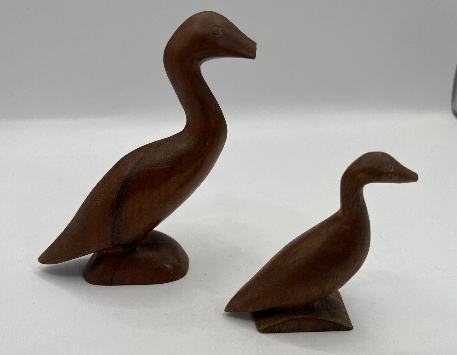 Vintage Hand Carved Wooden Ducks. Signed. Unsure If Beaks Are Broken?? 2” & 3.5”