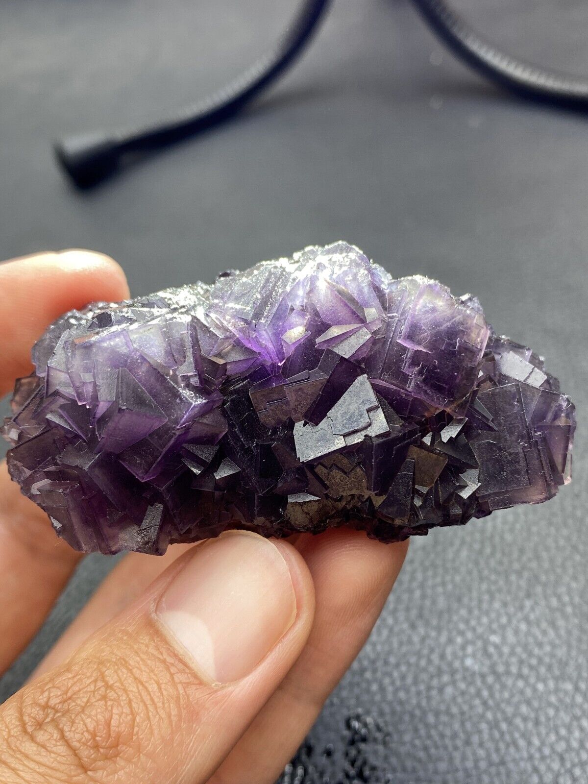 80g Beautiful Natural Purple Window cubic fluorite mineral crystal - China