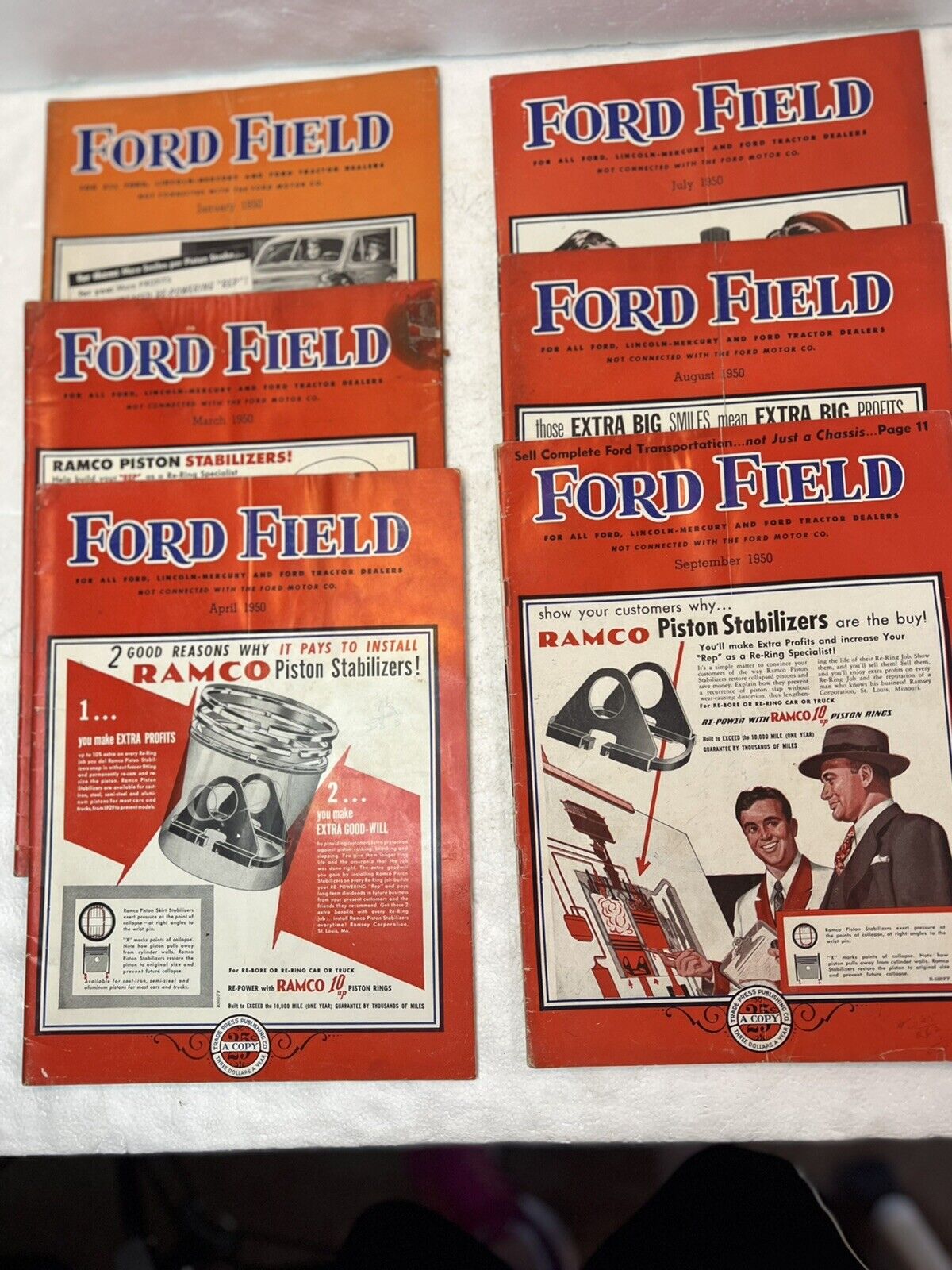 1950 Ford Field Magazine Lot Of 6 Jan Mar Apr July Aug & Sept