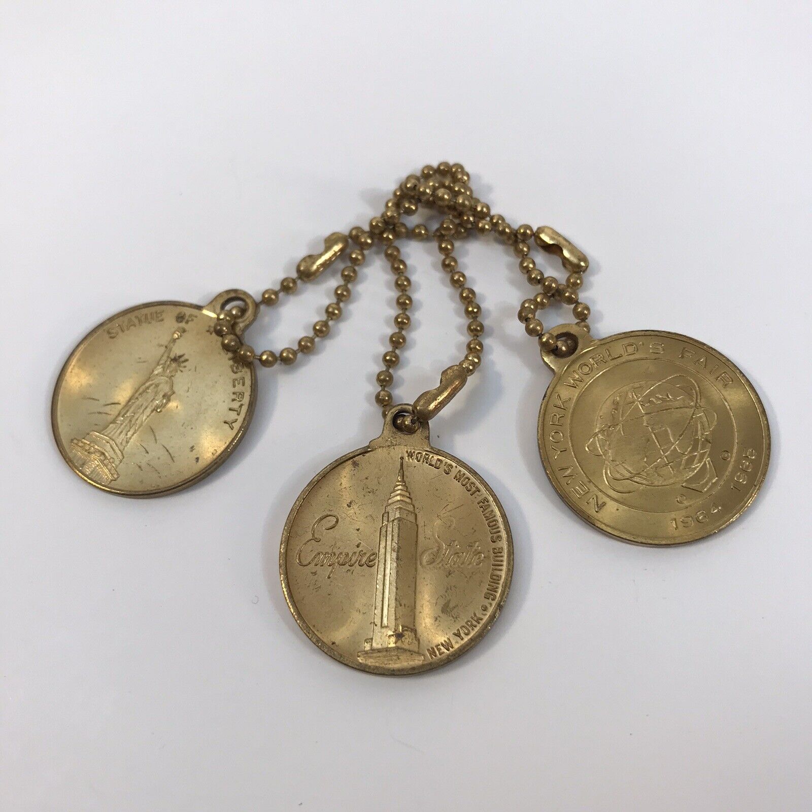Vtg 1964-1965 New York World's Fair Bronze US States Medallion Coins (3) RARE