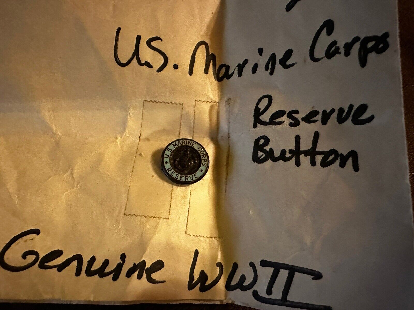Genuine Vintage Pre War USMC Reserve Lapel Pin / Button