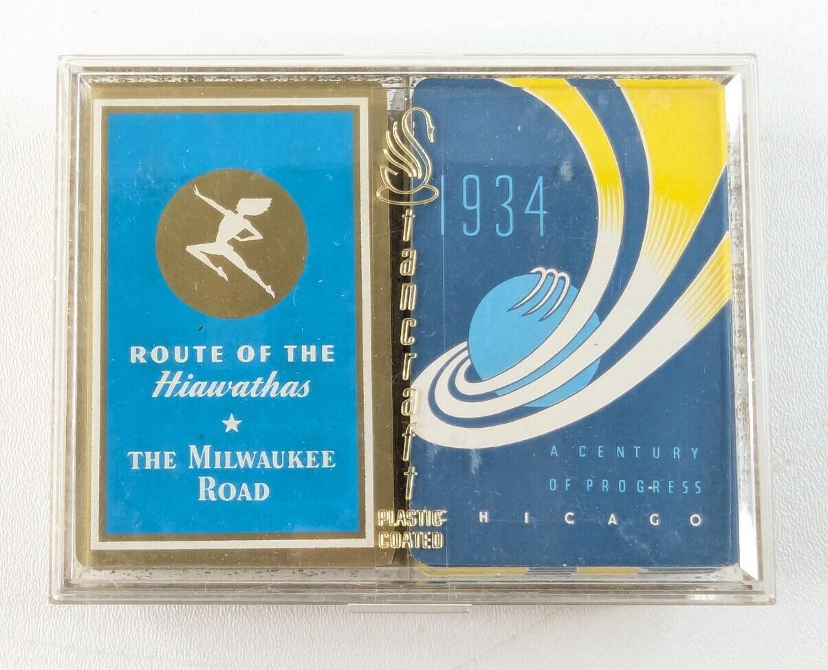 1934 A Century of Progress WORLD'S FAIR Milwaukee Road Playing Cards - RARE
