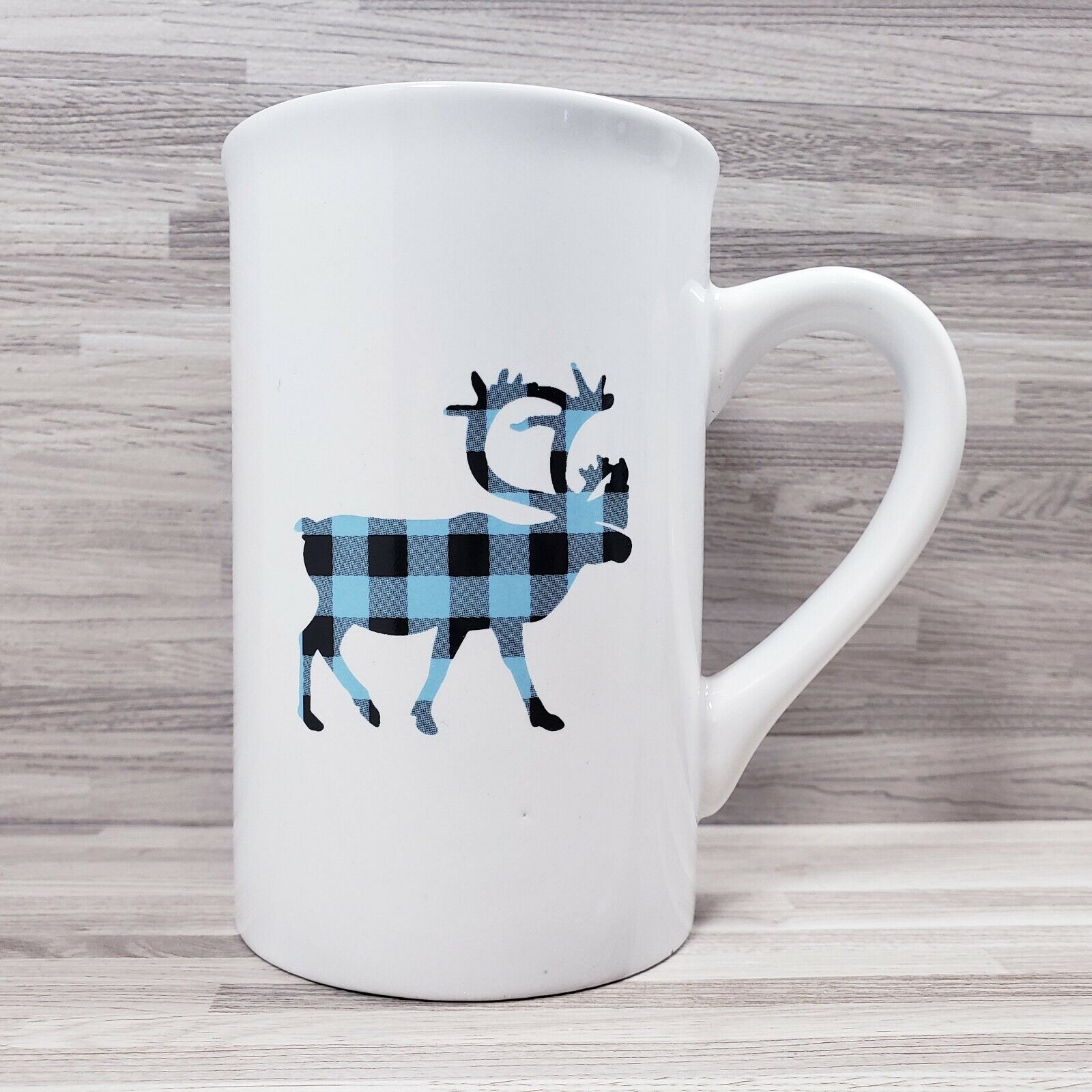 2020 Caribou Coffee Holiday Reindeer 14 oz. Coffee Mug Cup White Blue Black