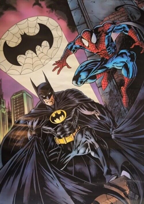 SEALED Vintage Spider-Man Batman Poster Marvel DC Comics 1995 #202 MINTY