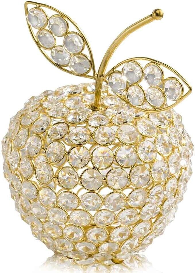 Crystal Gold Apple Home Accent