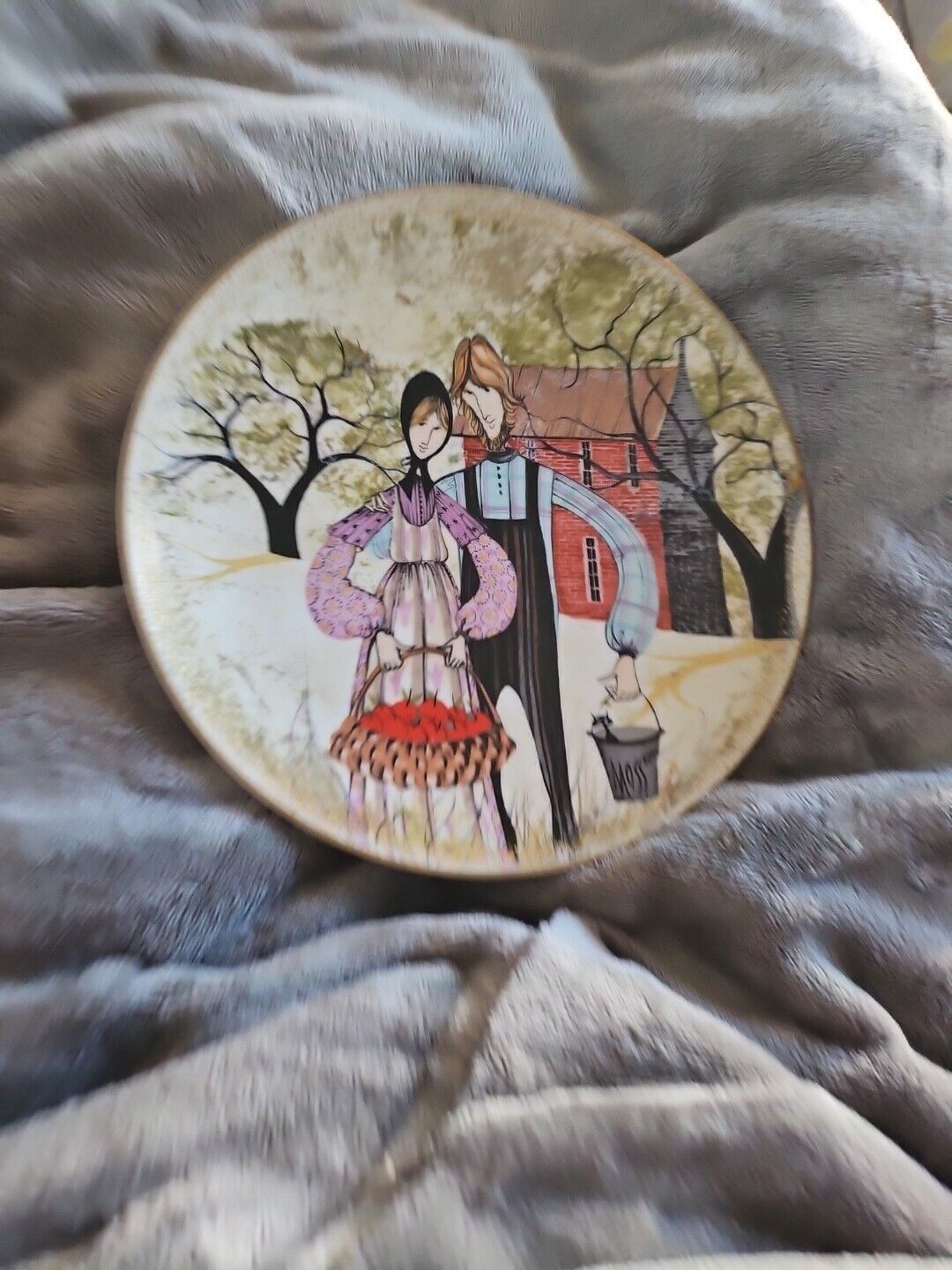 P Buckley Moss Amish Plate John Mary American Silhouette by Anne Perenna 