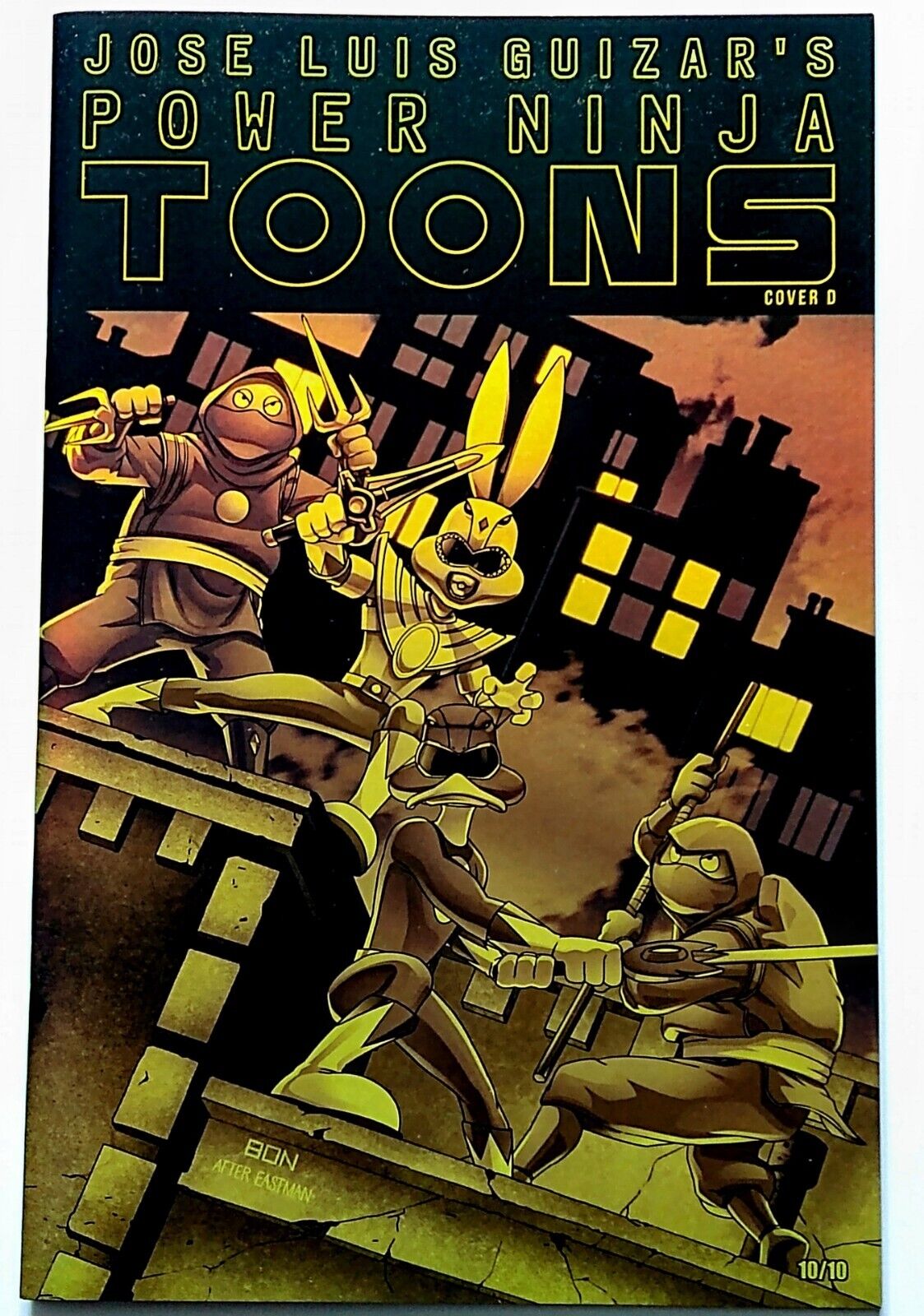 Power Ninja Toons #1 POWER MORPHICON TMNT 1984 Homage GOLD CHROME Variant #10/10