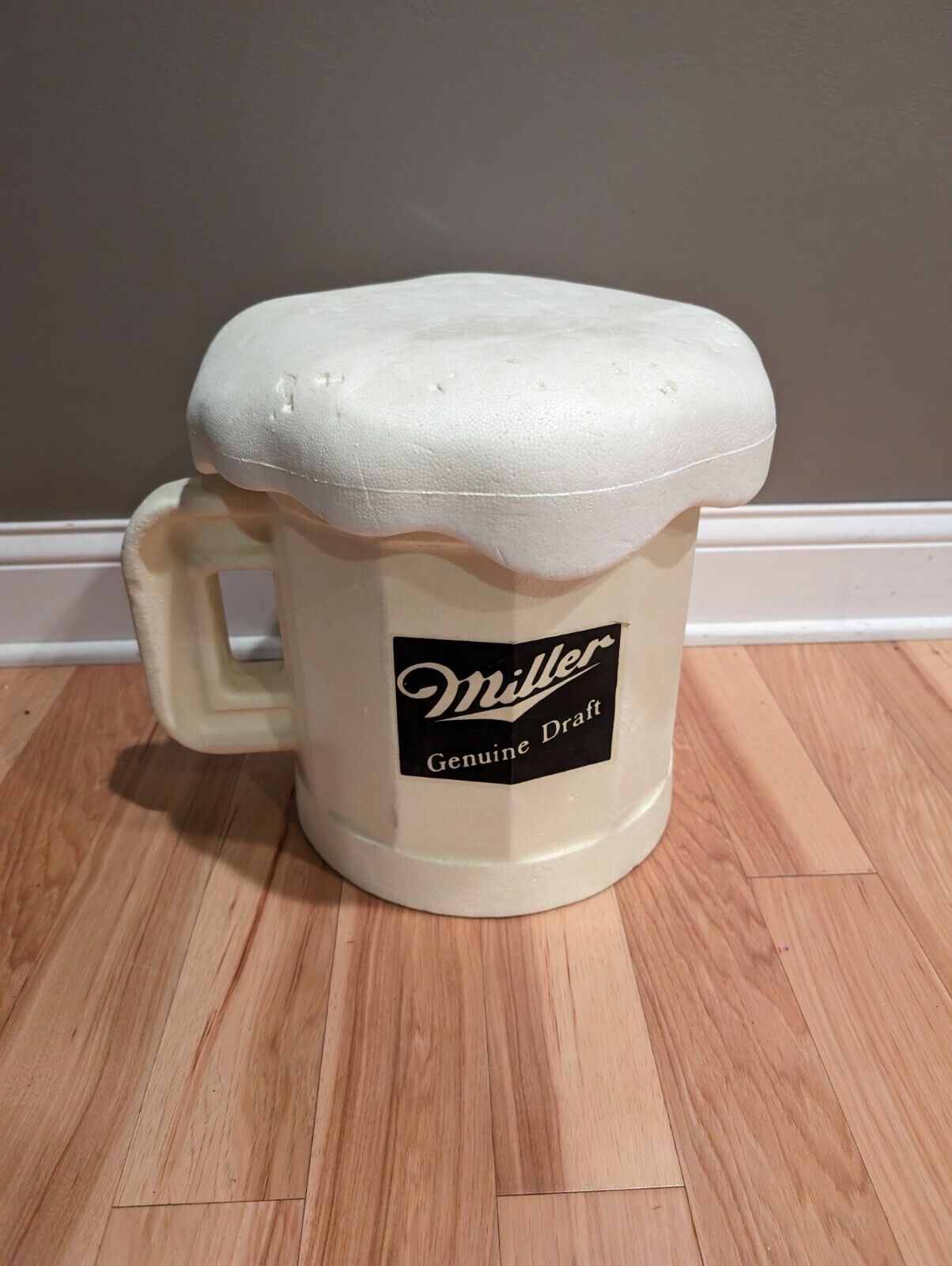 Vintage Miller Draft Mgd  Beer Round Styrofoam Mug Cooler Advertising Foam 