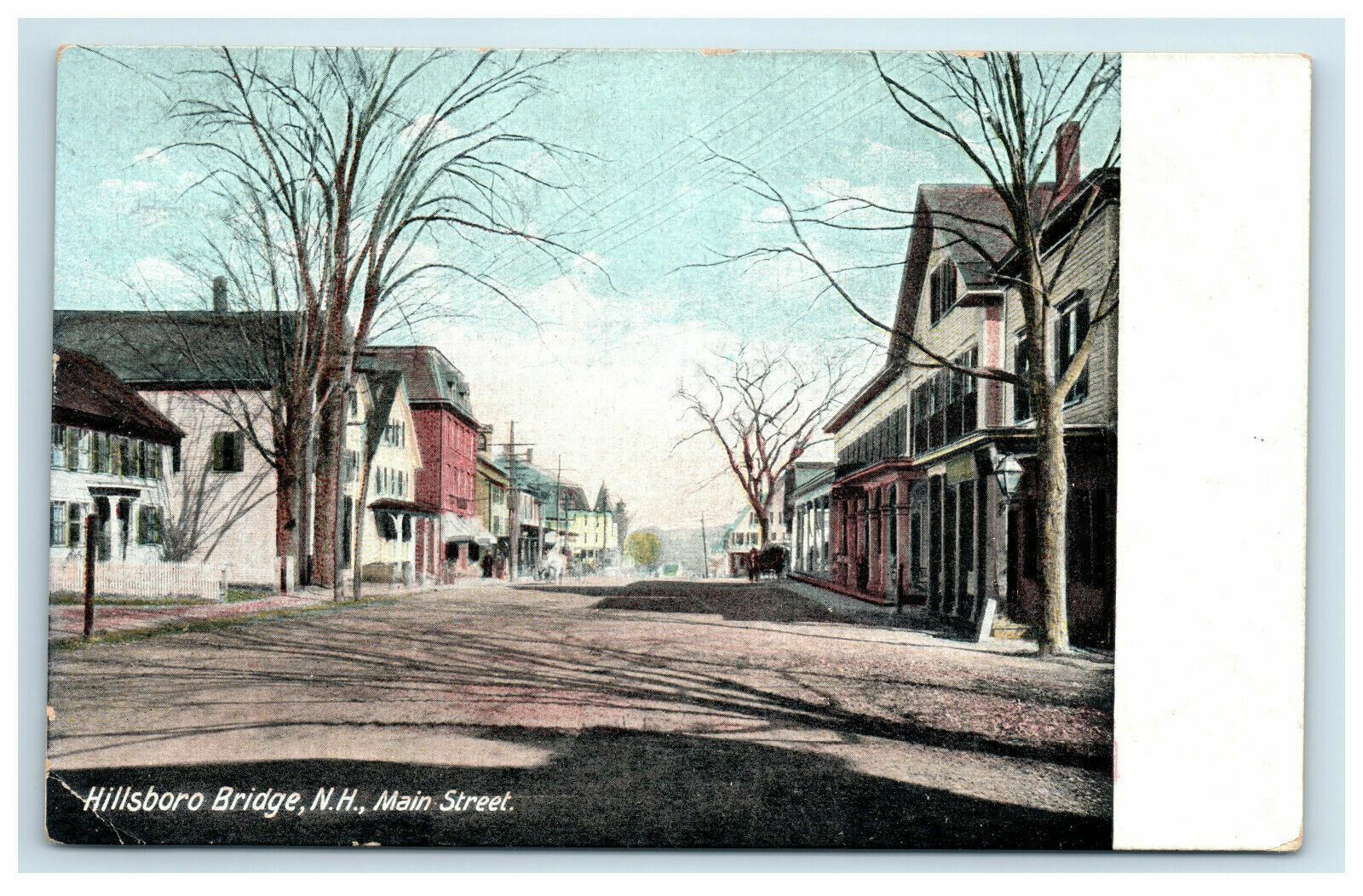c. 1907 Hillsboro Bridge Village NH Postcard Main Street Scene