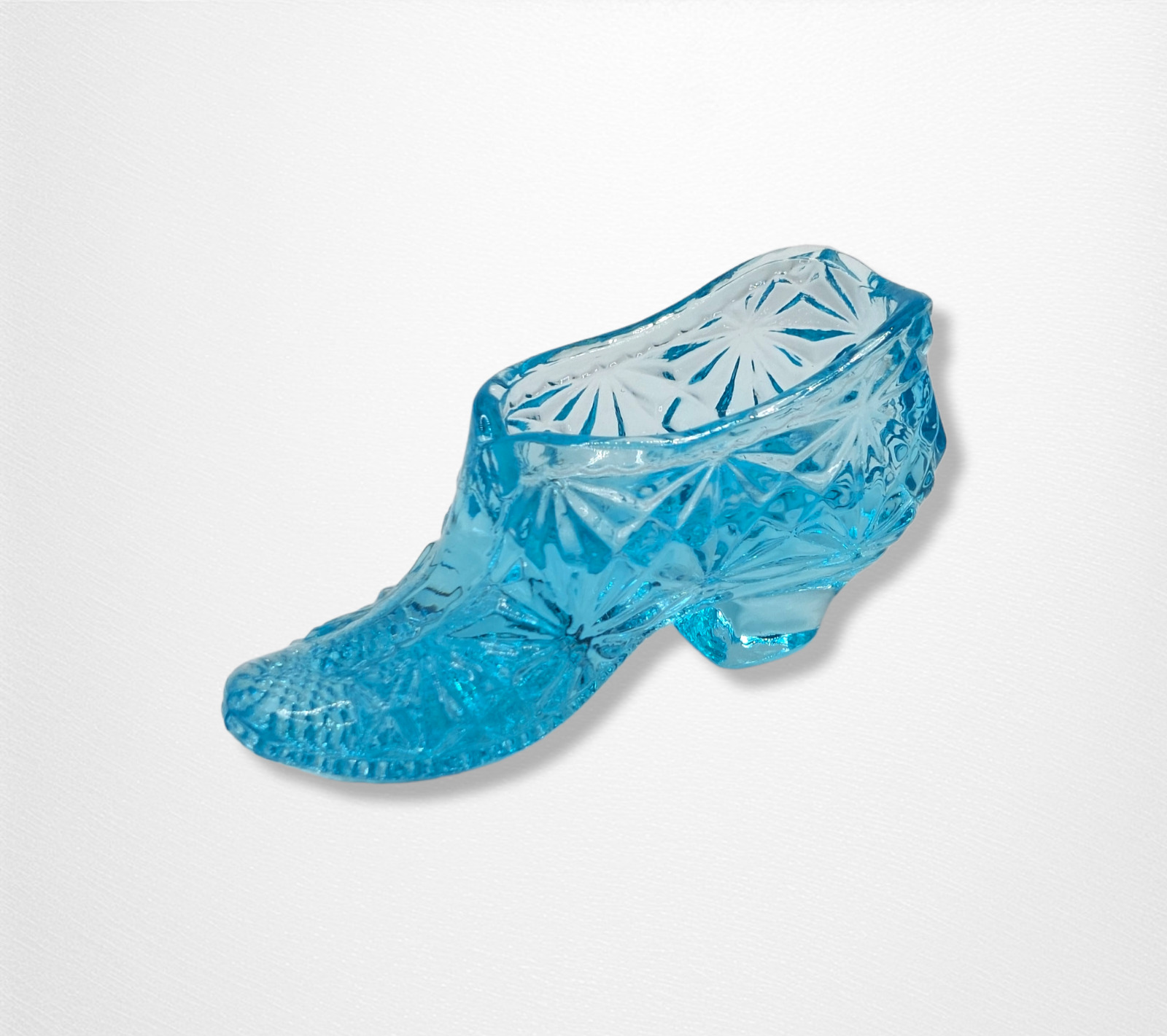 Blue Vaseline Style Uranium Glass Glow Boot Shoe, Depression Style Glass, Retro
