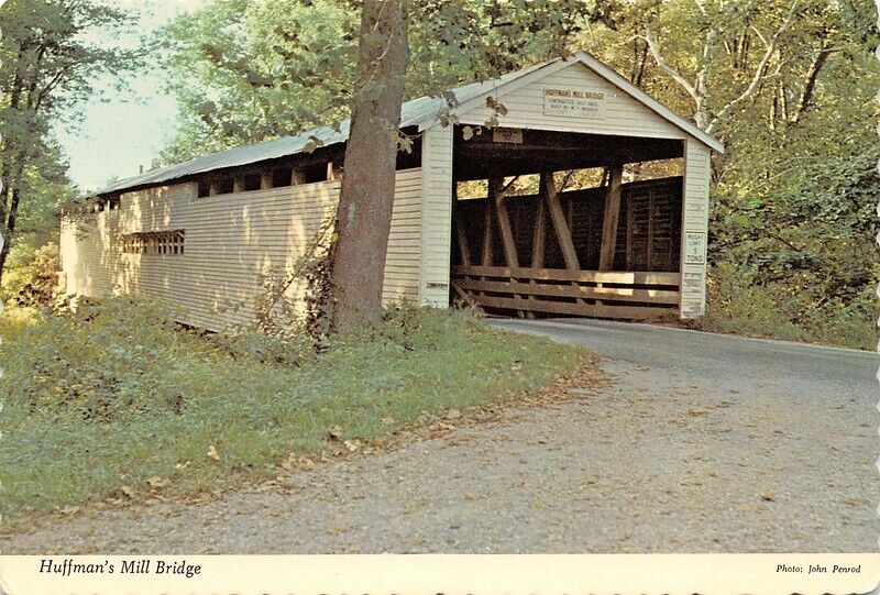 Huffman\'s Mill Covered Bridge Continental Size Postcard 4\