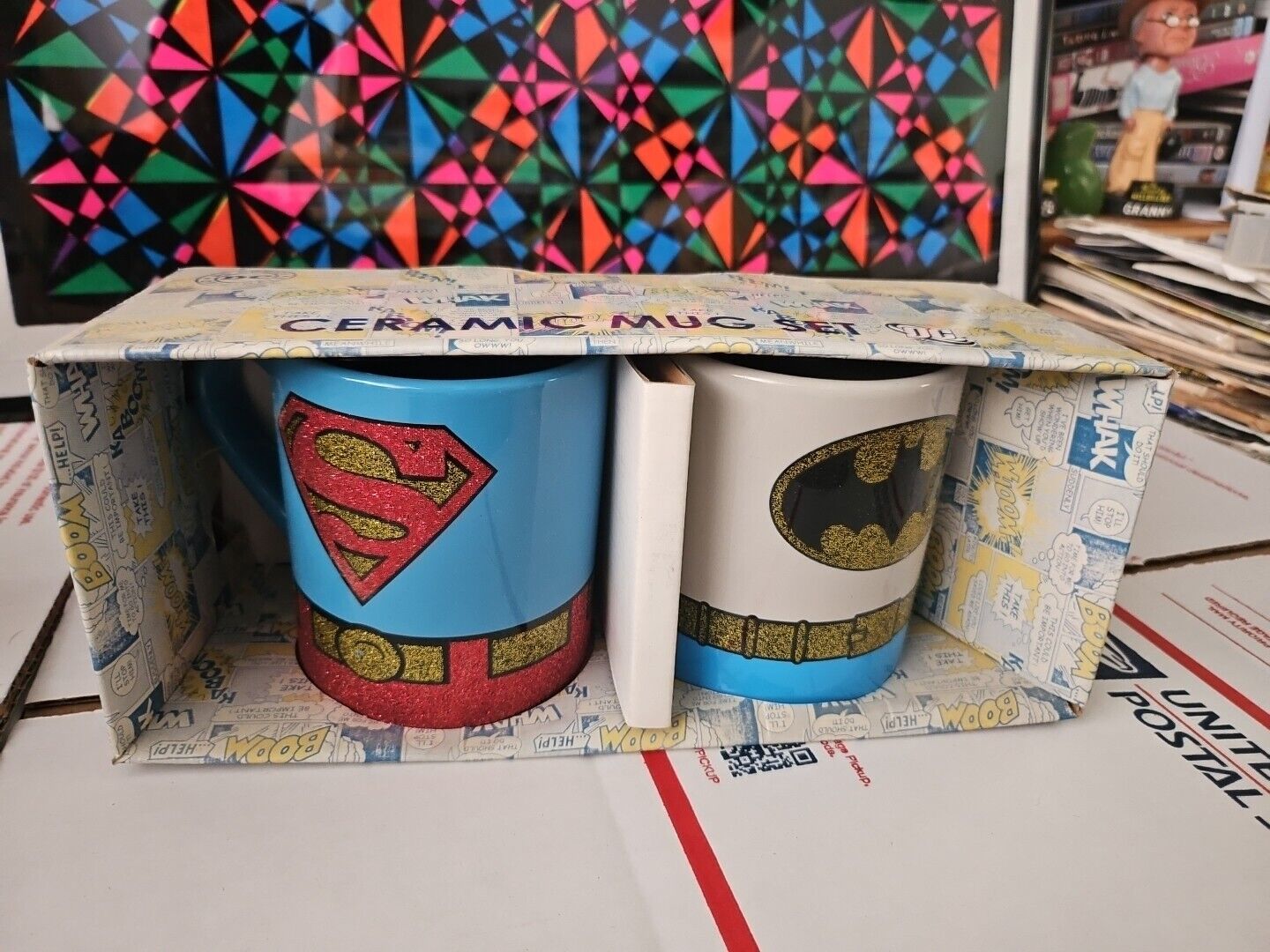 DC Comics originals BATMAN/SUPERMAN SPARKLING GLITTER New Mug set